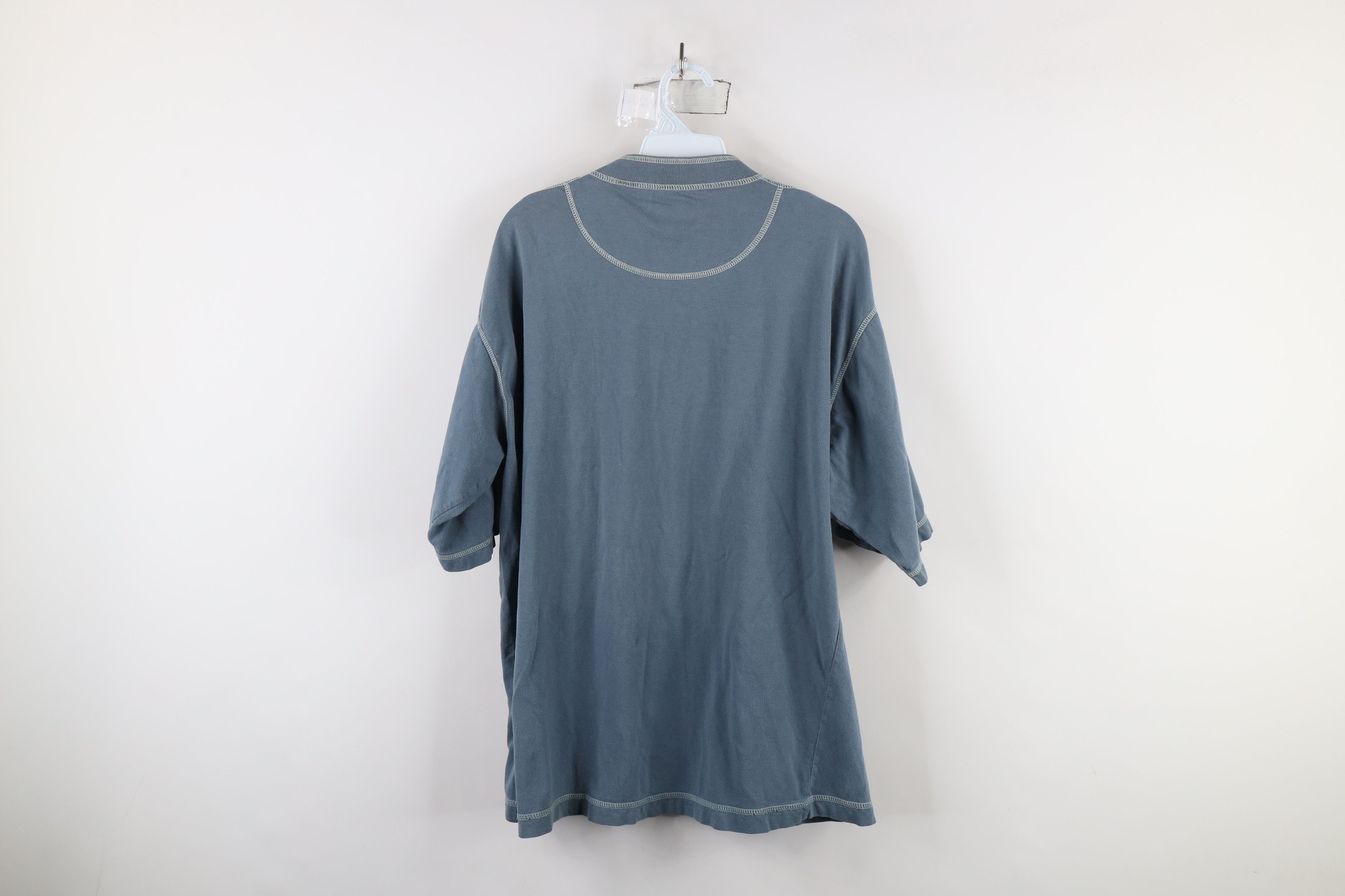 Levi's × Vintage Vintage 90s Levis Baggy Fit Ribbed Henley T-Shirt Blue Size US M / EU 48-50 / 2 - 10 Thumbnail