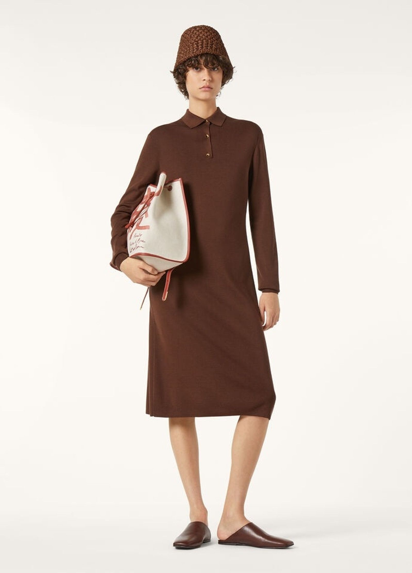 Loro Piana o1srvl11e0526 FAP6276 Lyskamm Midi Dress in Brown Size M / US 6-8 / IT 42-44 - 2 Thumbnail