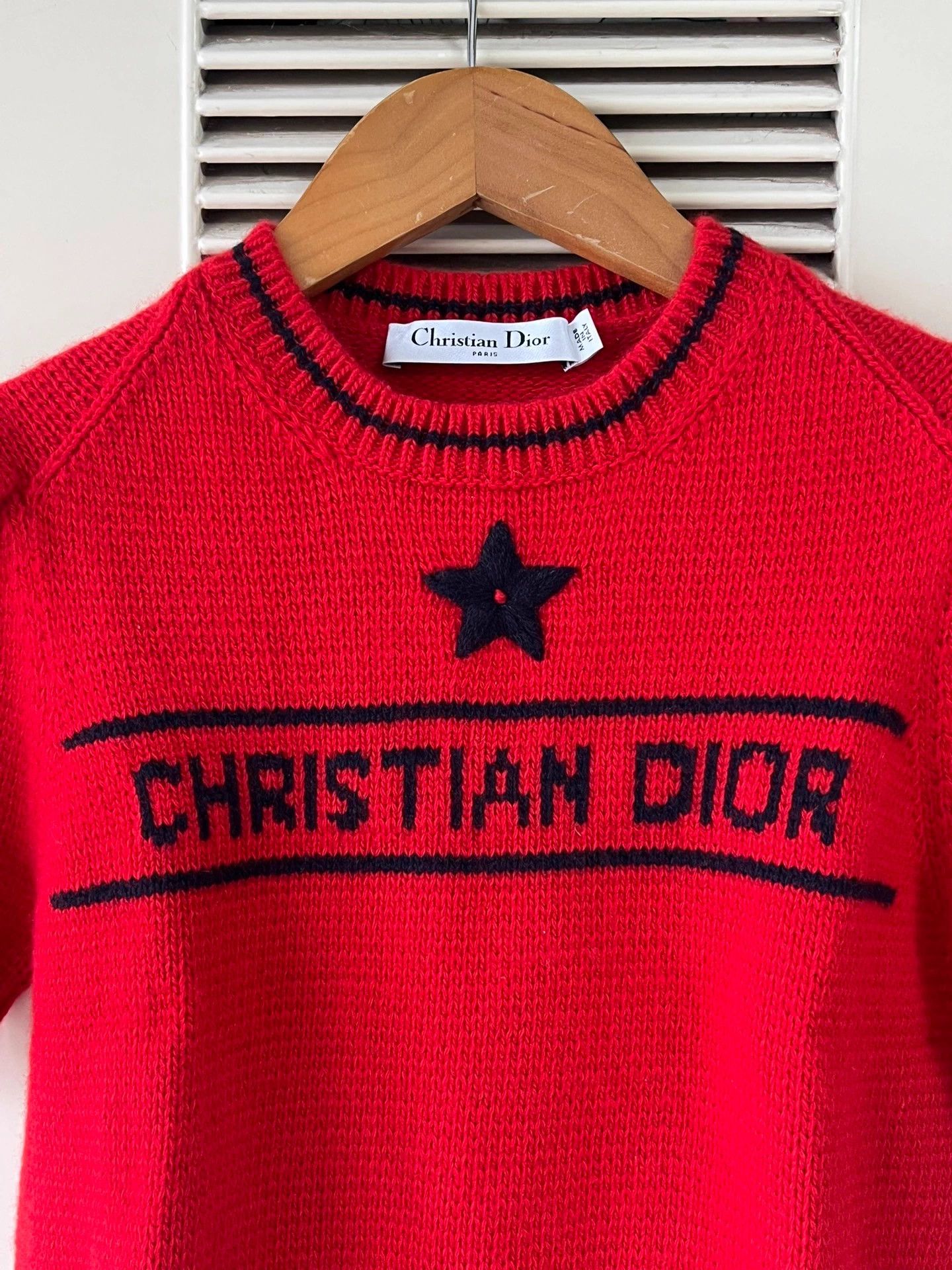 Dior Dior Star Logo Puff Sleeve Red Short-Sleeve Knit Size XS / US 0-2 / IT 36-38 - 3 Thumbnail