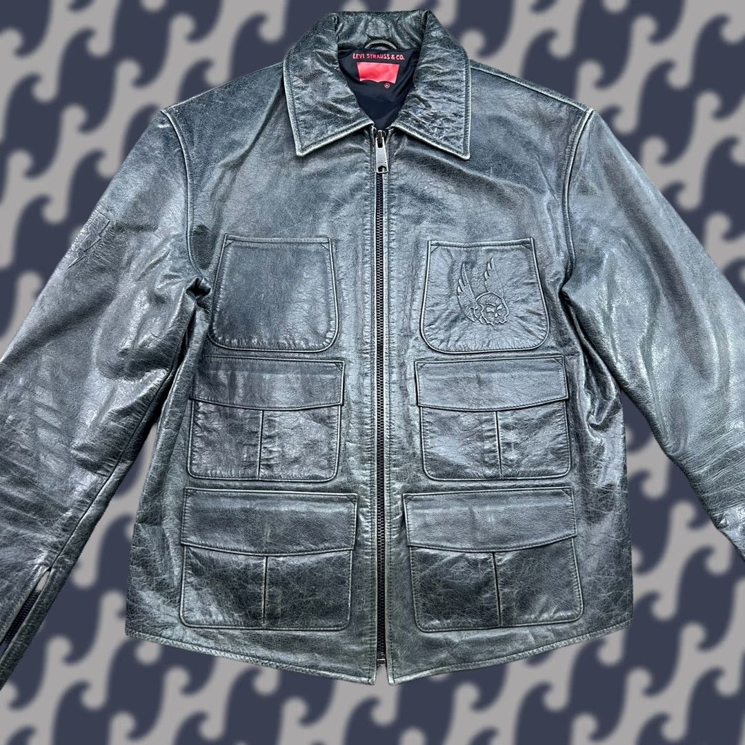 Levi's Levi's Mens Jacket Black Biker Motorcycle Leather Medium Skull Sample Size US M / EU 48-50 / 2 - 1 Thumbnail