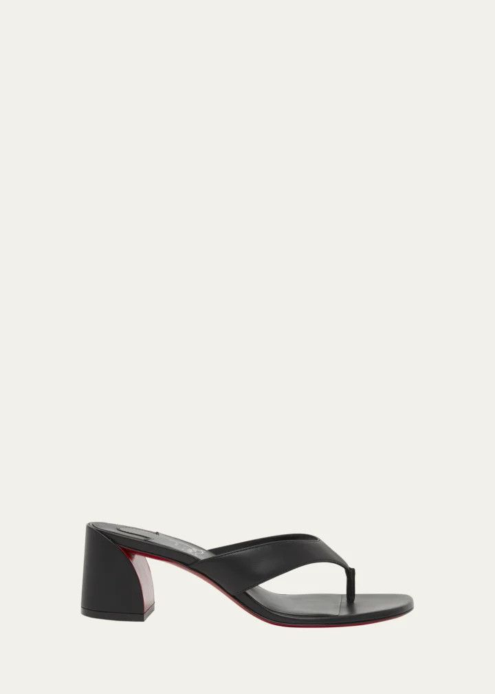 Christian Louboutin os11x0526 55mm Janetonga Leather Block-Heel Sandals in Black Size US 11 / IT 41 - 1 Thumbnail