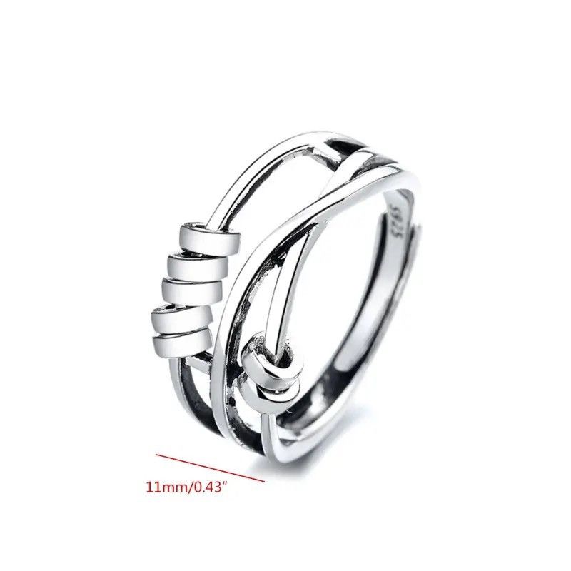 Jewelry × Vintage Anxiety Ring Adjustable Opening Women Men Fidget Ring Size ONE SIZE - 6 Thumbnail