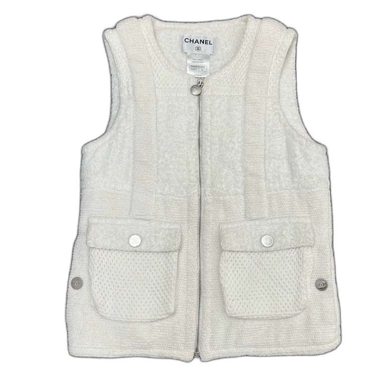 Chanel Chanel White Lambswool Vest 34 Size -2505 Size XS / US 0-2 / IT 36-38 - 1 Thumbnail