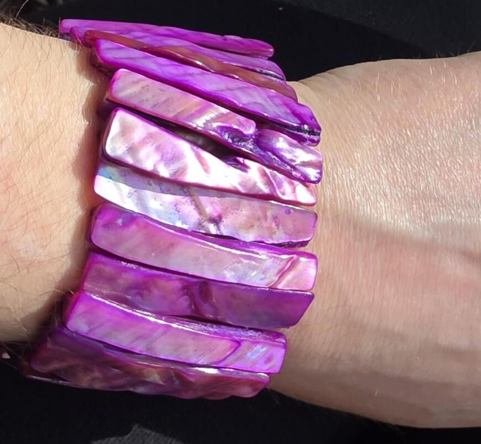 The Unbranded Brand Vintage Abalone Vibrant Purple Shell Stretch Bracelet Chunky Size ONE SIZE - 4 Thumbnail