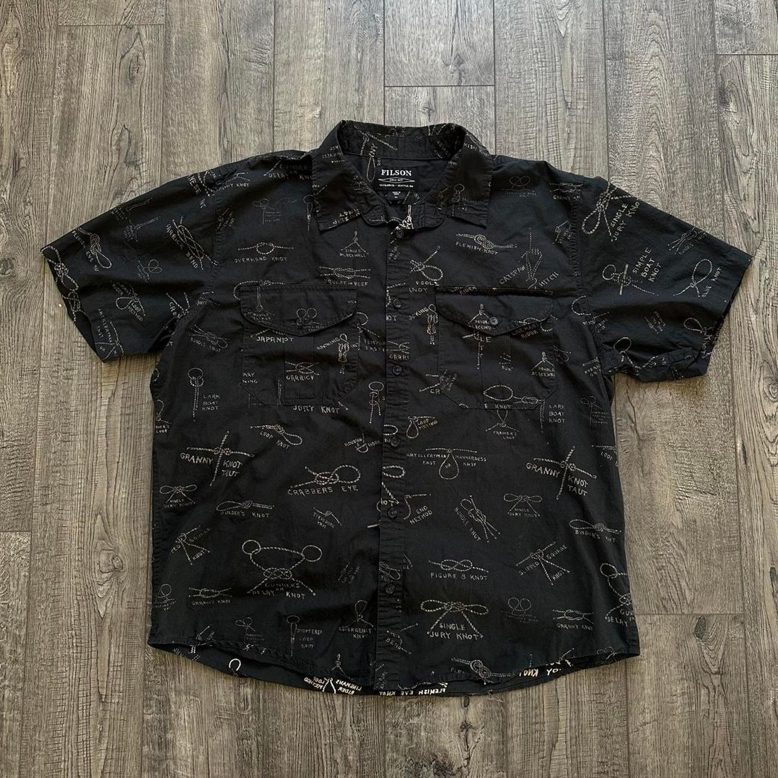 Filson Black Faded Cotton Filson Knot Button Up Short Sleeve Camp Size US XL / EU 56 / 4 - 3 Thumbnail