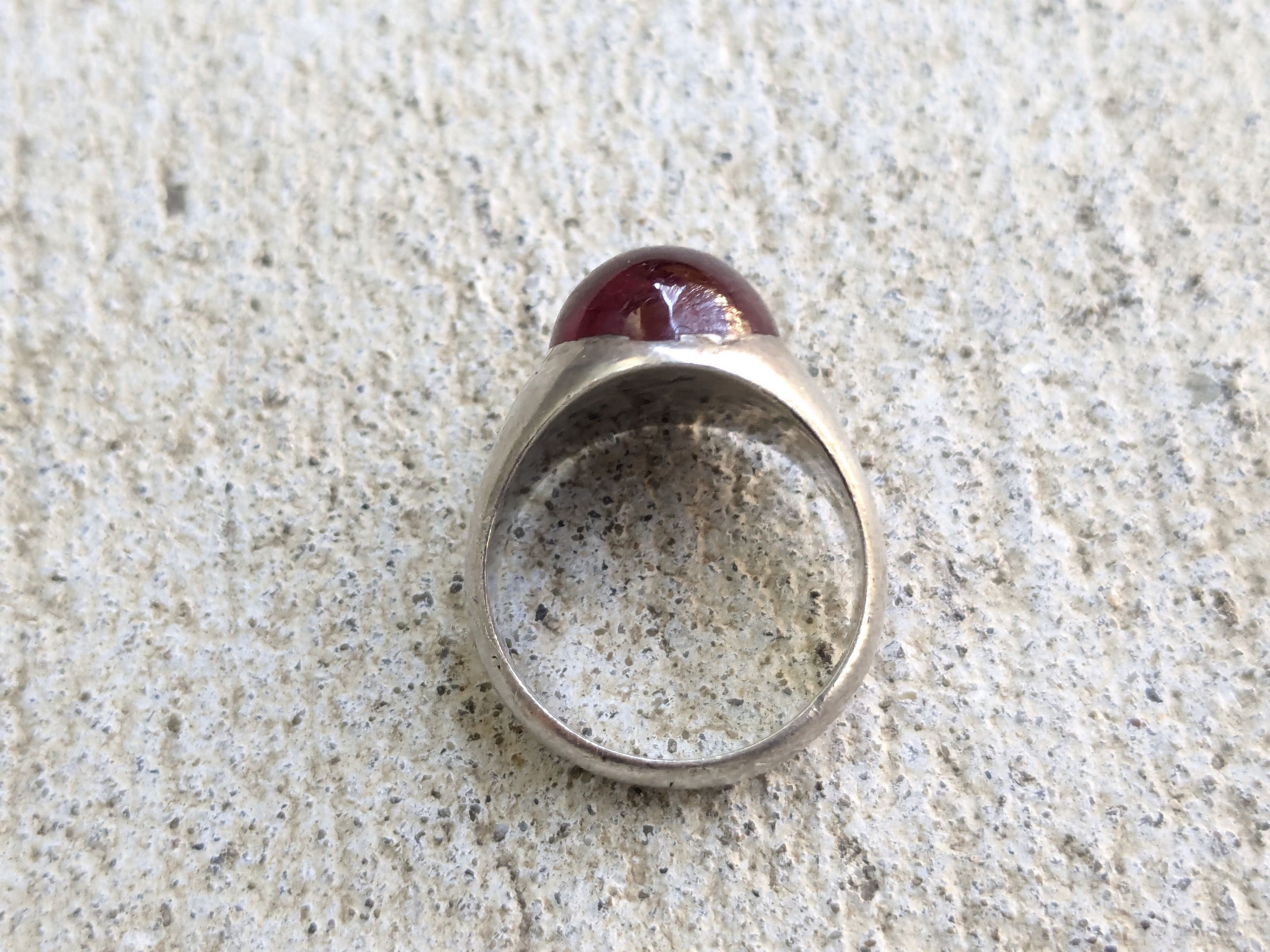 Jewelry Vintage Sterling Silver Ring Red Glass Oval Cabochon 7 Size ONE SIZE - 8 Thumbnail
