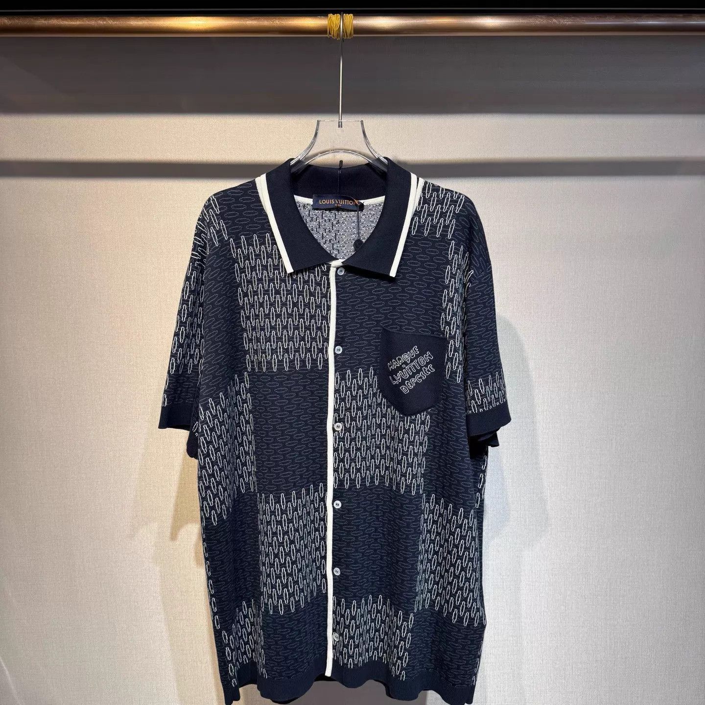Louis Vuitton Black Patterned Short-Sleeve Polo Shirt Size US XL / EU 56 / 4 - 1 Thumbnail
