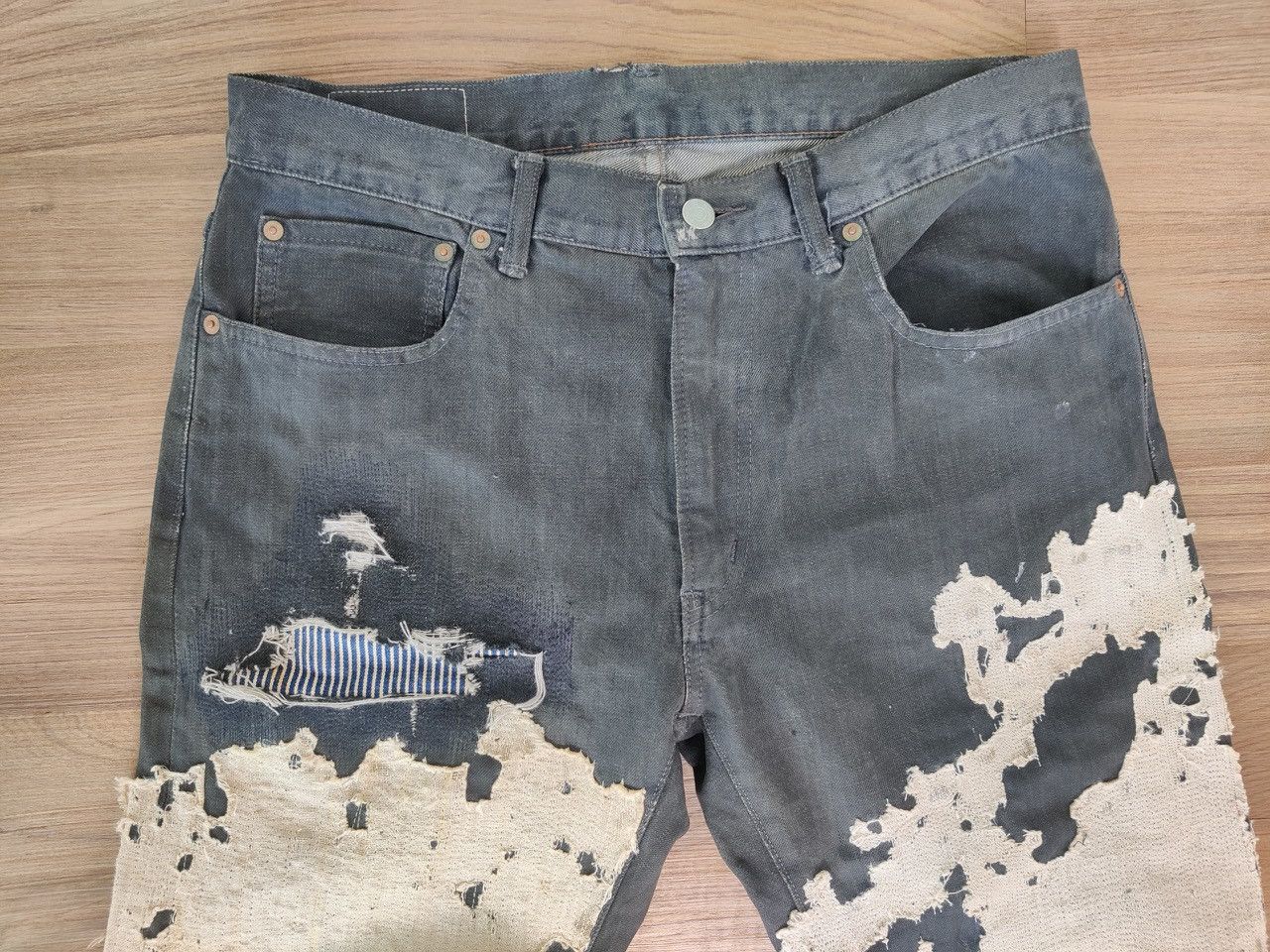 HOLLYWOOD RANCH MARKET Vintage Selvedge Hr Market Custom Patchwork Denim Jeans Size US 31 - 9 Thumbnail