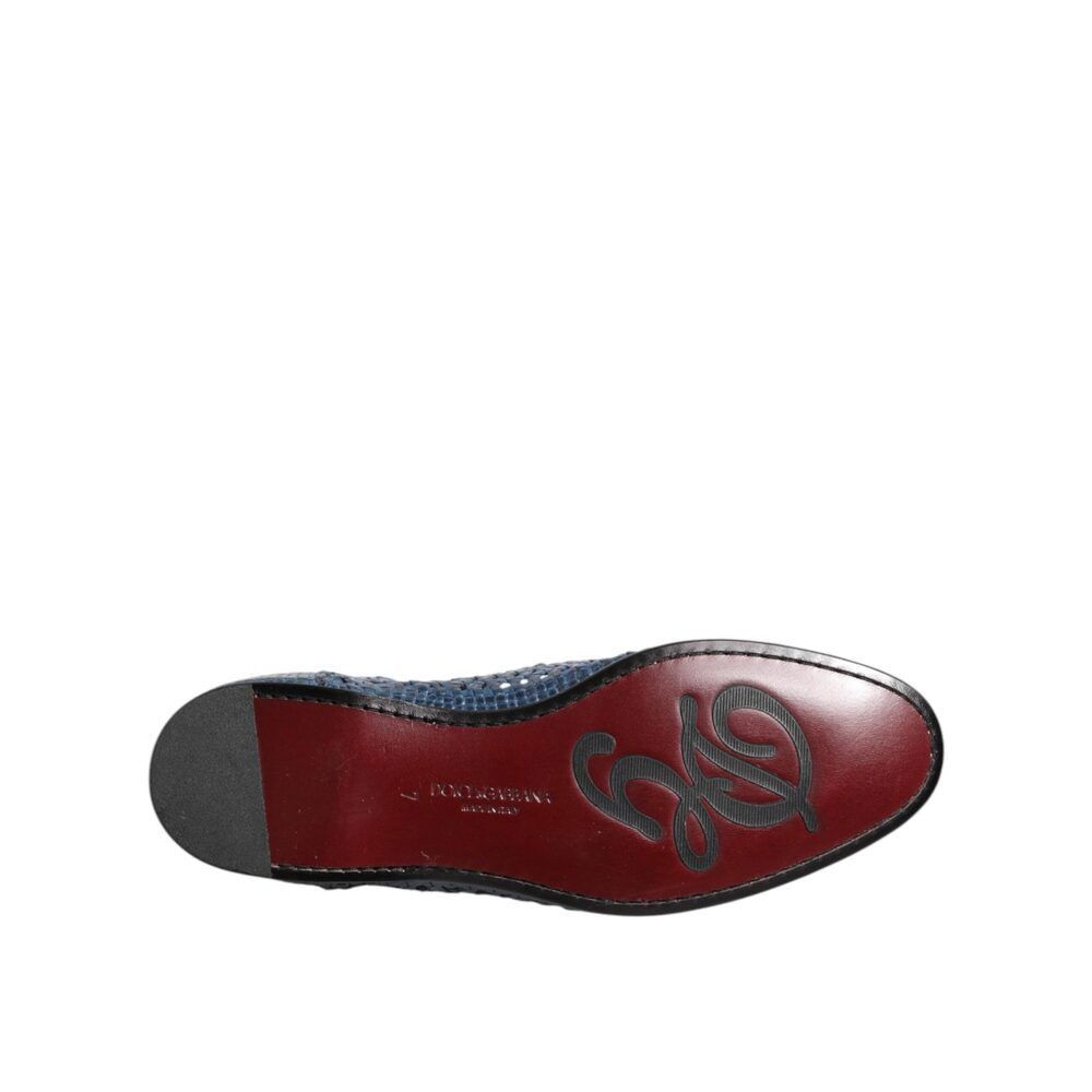 Dolce & Gabbana Dolce & Gabbana Blue Woven Leather Slip On Loafers Shoes Size US 8 / EU 41 - 8 Thumbnail