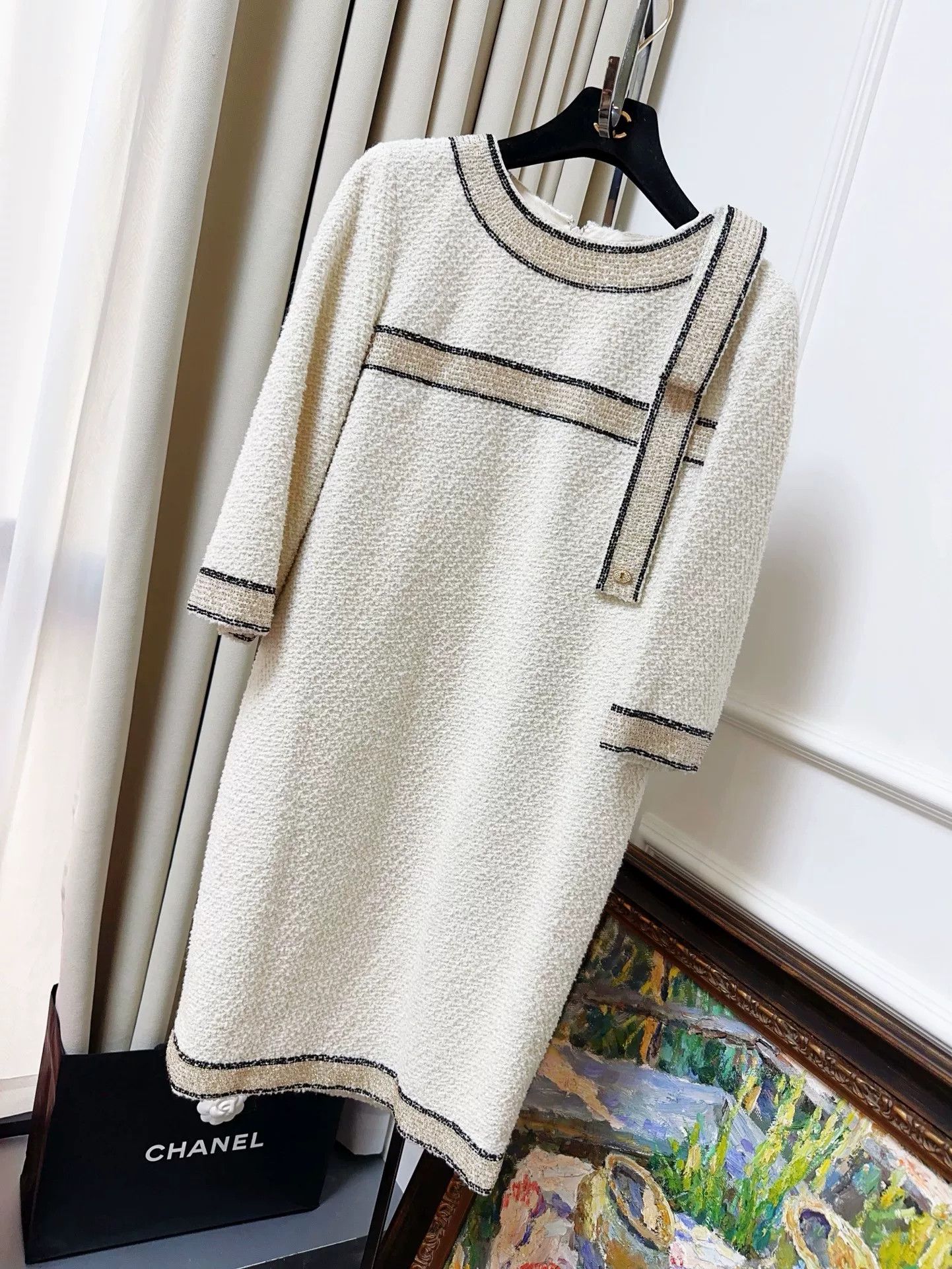 Chanel beige bow tie woven dress Size US 36 / EU 52 - 1 Thumbnail