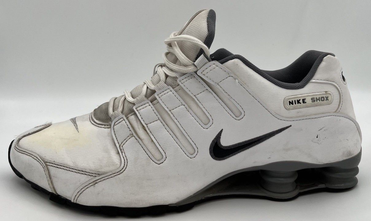 Nike Nike Mens Size 11 Shox NZ Leather White Cool Grey Shoes Size US 11 / EU 44 - 4 Thumbnail