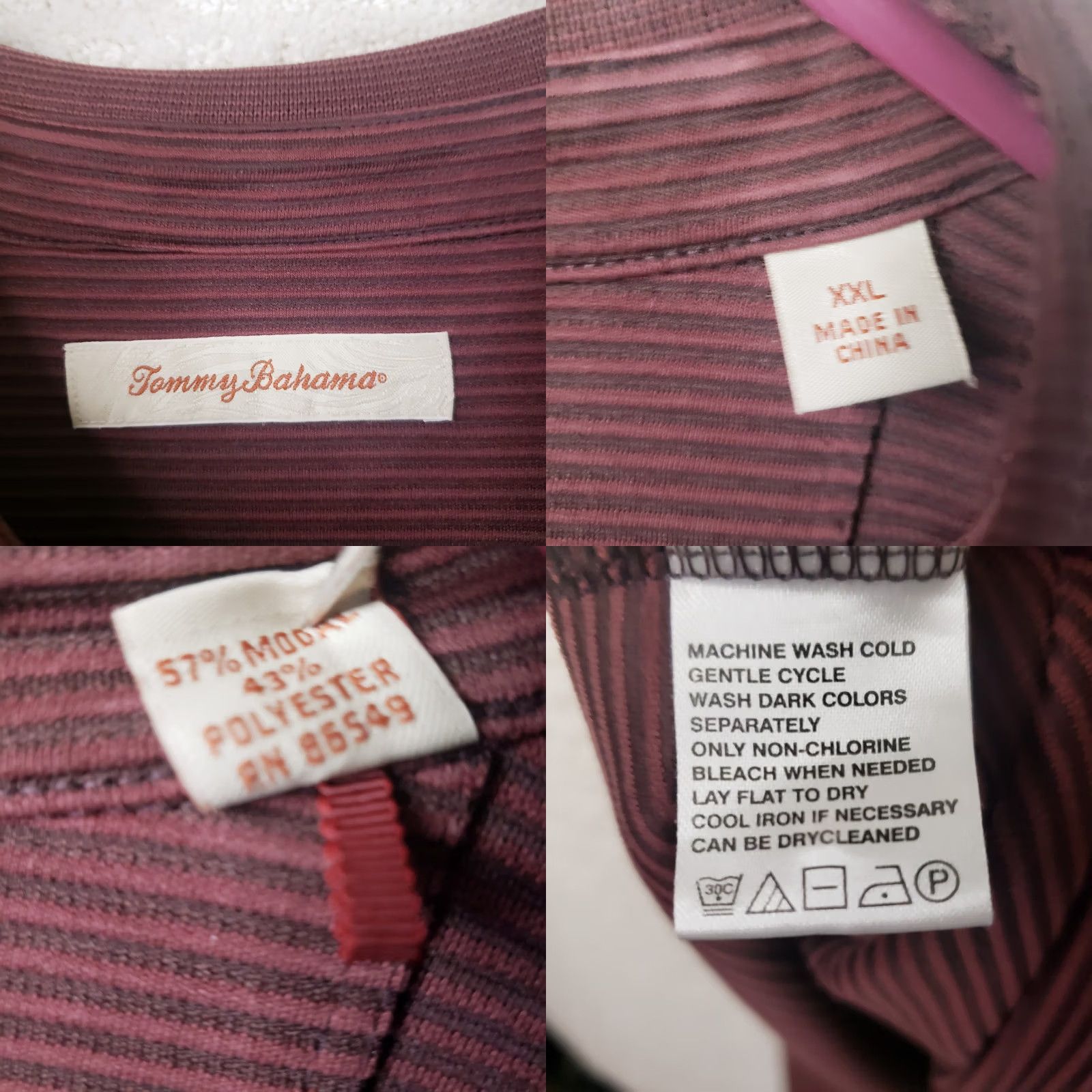 Tommy Bahama Tommy Bahama Mens 2XL Burgundy Modal Poly Supima Long Sleeve Polo Shirt Logo Size US XXL / EU 58 / 5 - 9 Thumbnail