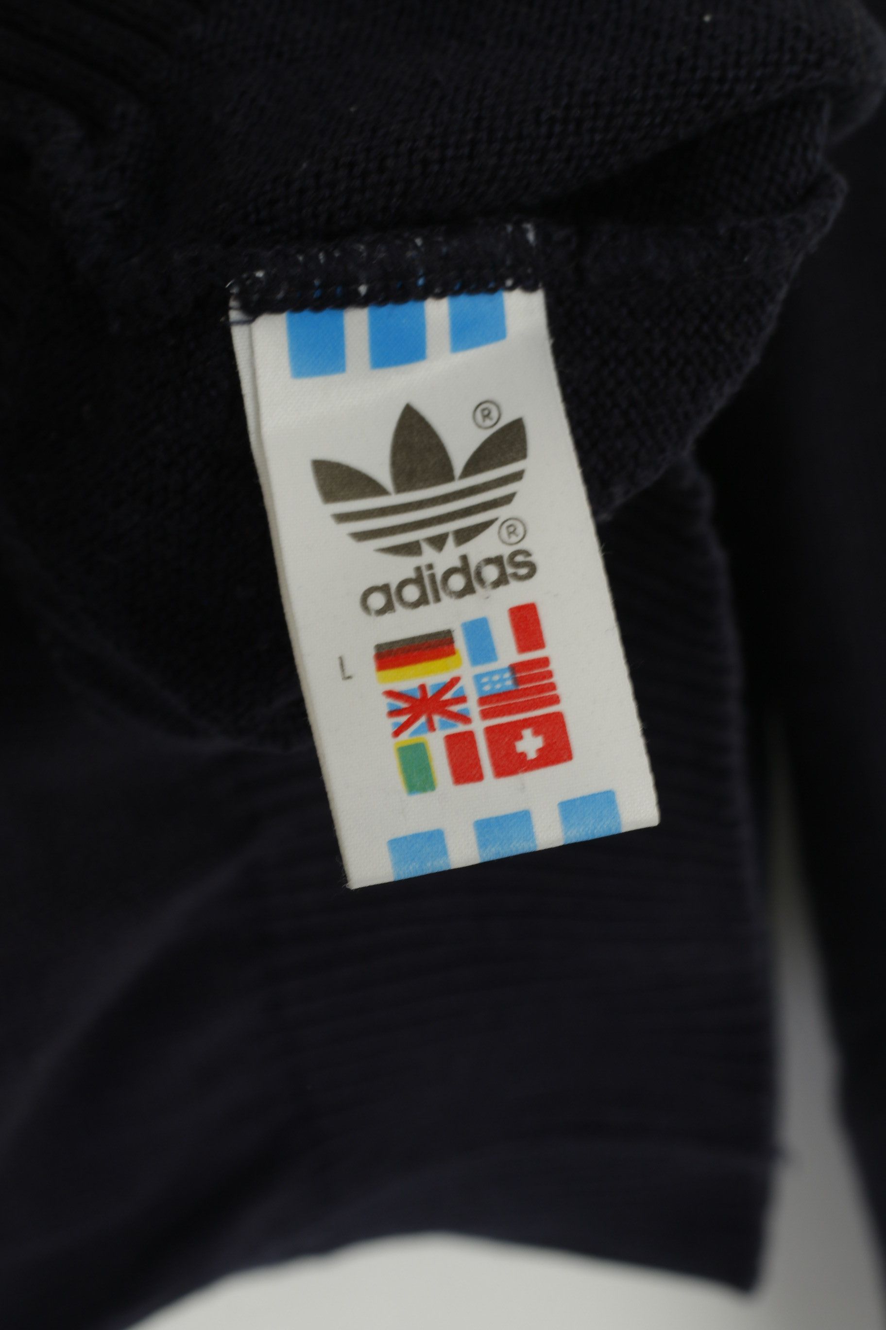 Adidas Adidas Men L Jumper Navy Cotton Poker Line Vintage 9024 Size US L / EU 52-54 / 3 - 7 Thumbnail