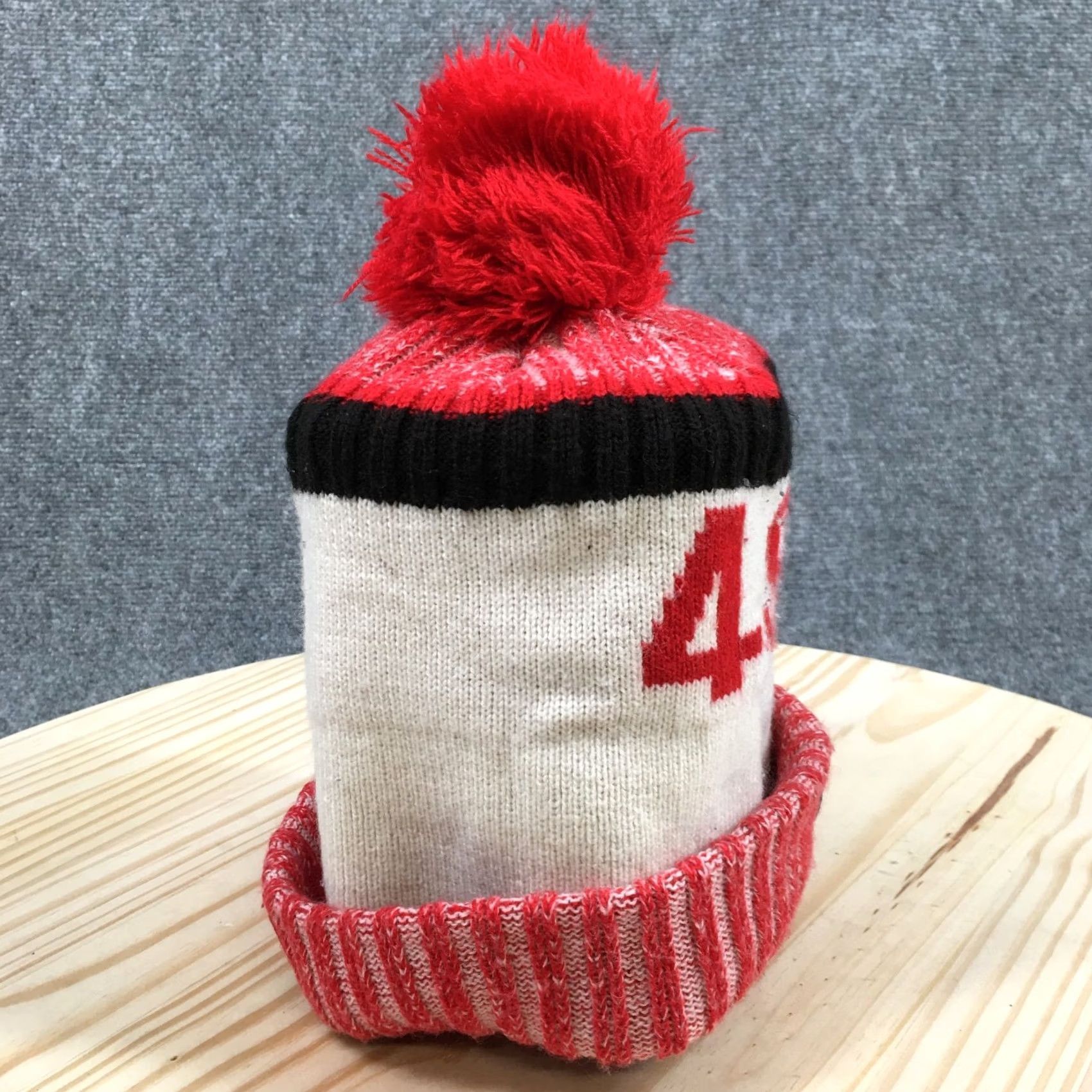 New Era San Francisco 49ers New Era NFL Pompom Beanie Hat Unisex White Red OS Acrylic Size ONE SIZE - 6 Thumbnail