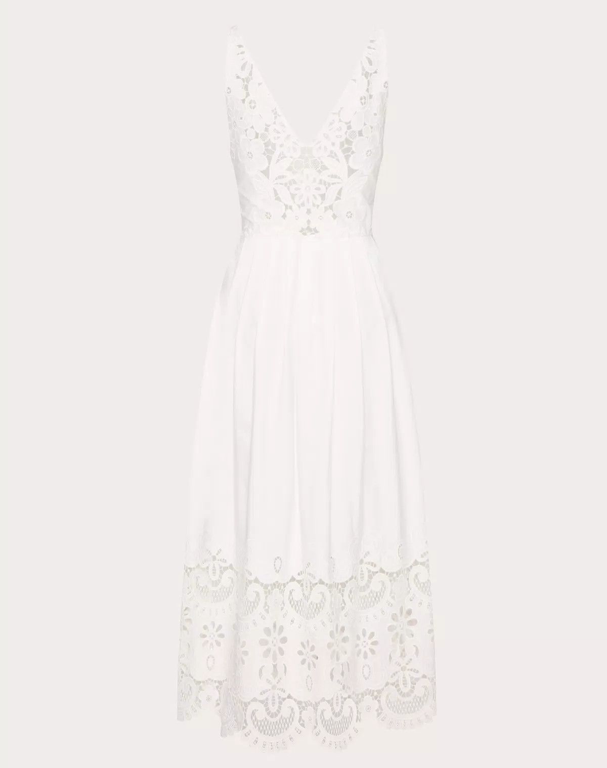 Valentino o1s1wg111125 Popeline Broderie Dress in White Size XS / US 0-2 / IT 36-38 - 2 Thumbnail