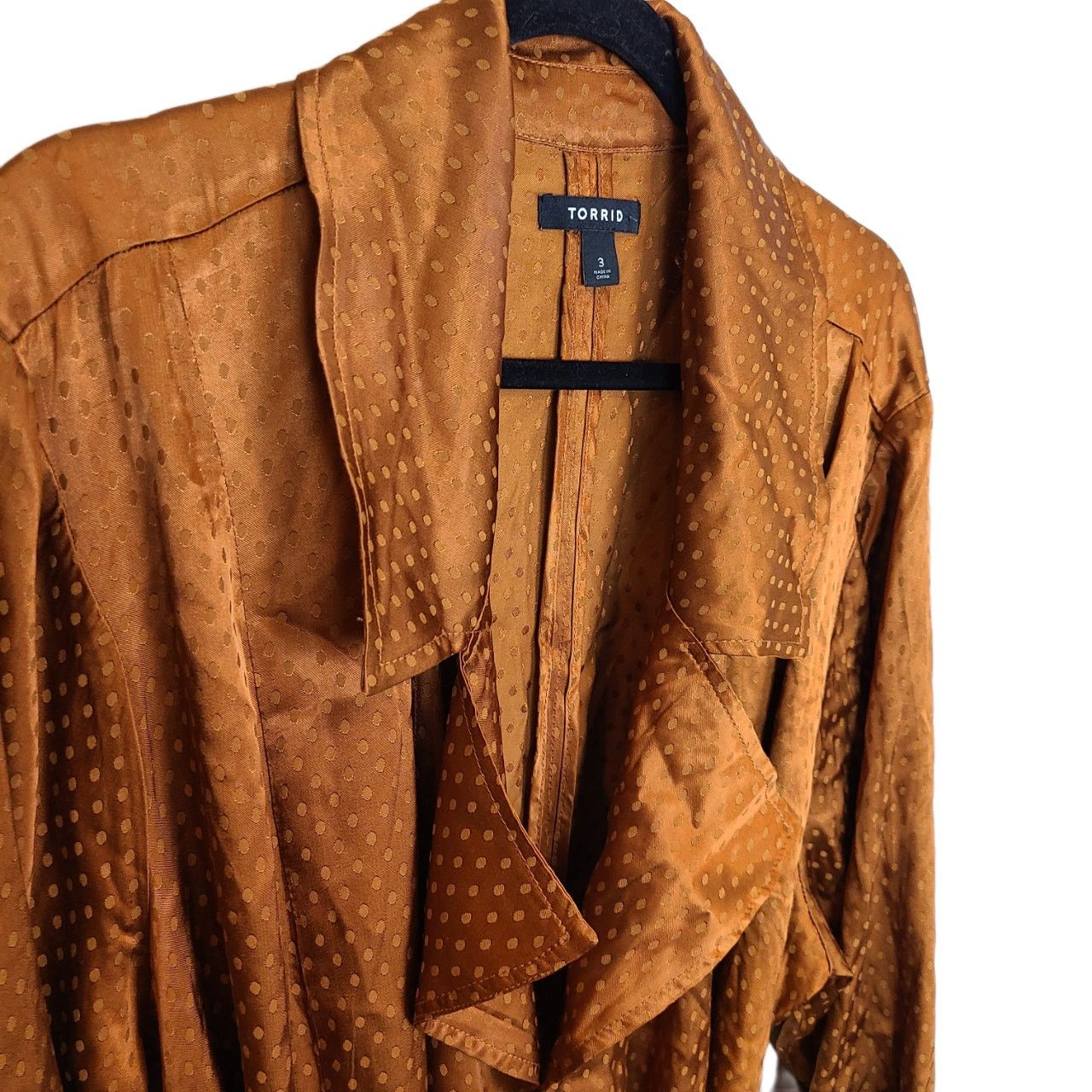 Corridor Torrid Copper Dotted Jacquard Collared Jacket Longline 3X Size 3XL / US 20-22 - 8 Thumbnail