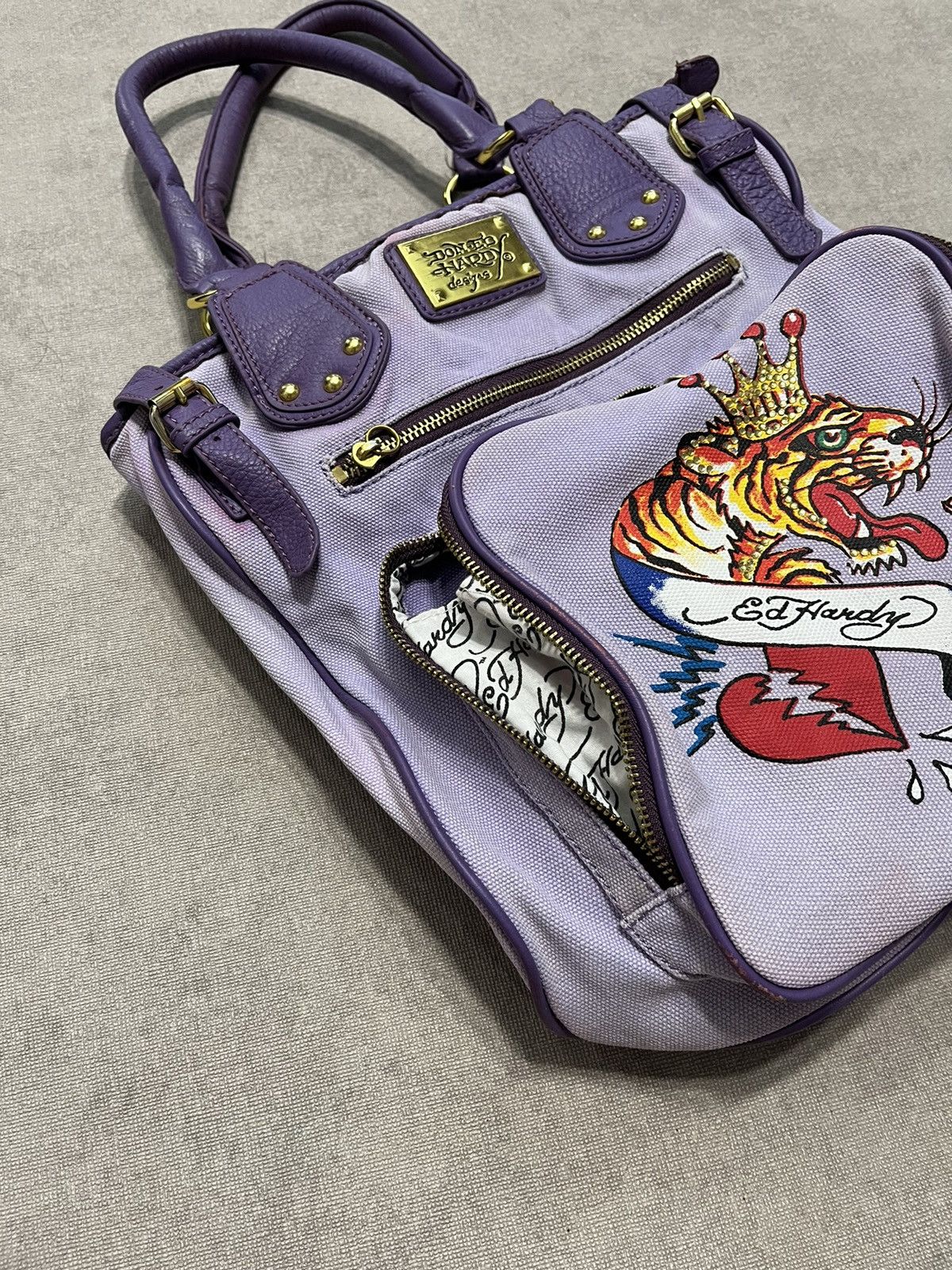 Ed Hardy Don ed hardy Womens Bag Large Handle Leather Vintage Print Size ONE SIZE - 4 Thumbnail