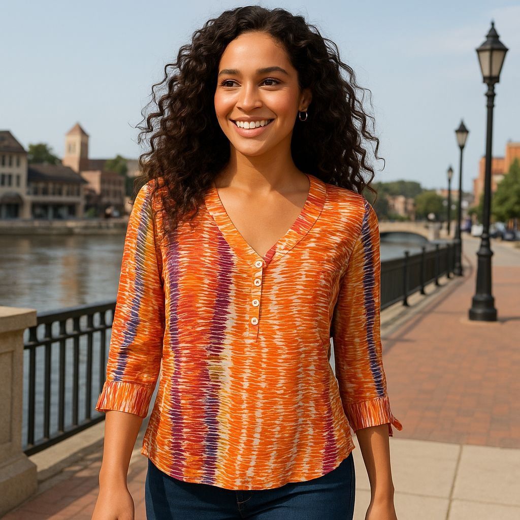 Coldwater Creek Coldwater Creek M Multicolor Silk Blouse V Neck Button Front Size M / US 6-8 / IT 42-44 - 13 Thumbnail