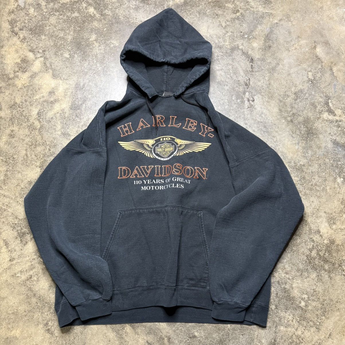 Harley Davidson vintage harley davdison baggy biker faded black hoodie Size US XXL / EU 58 / 5 - 1 Thumbnail