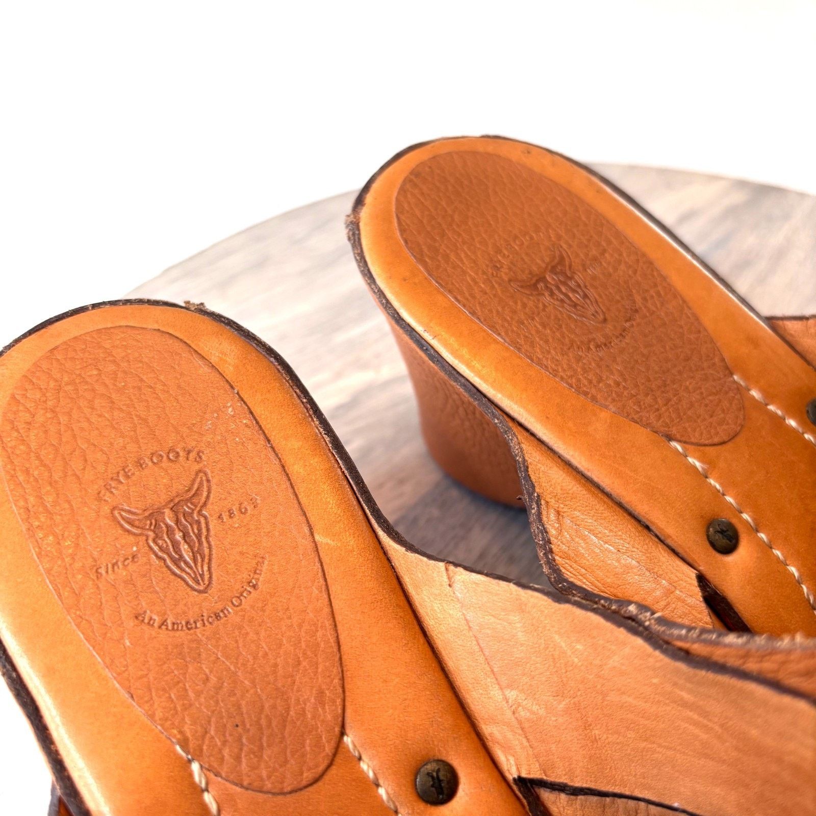 Frye Frye Brown Leather Sandals Mule Studded Heel Women's 10B 10 Size US 10 / IT 40 - 8 Thumbnail