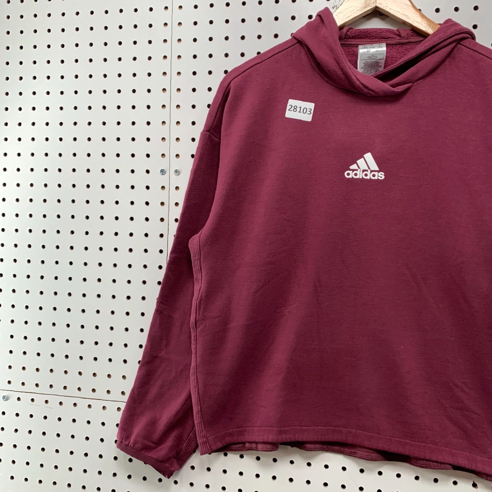 Adidas VINTAGE Adidas Hooded Sweatshirt Red Center Logo Womens Small Hoodie Pullover 23x23.5 Size S / US 4 / IT 40 - 3 Thumbnail
