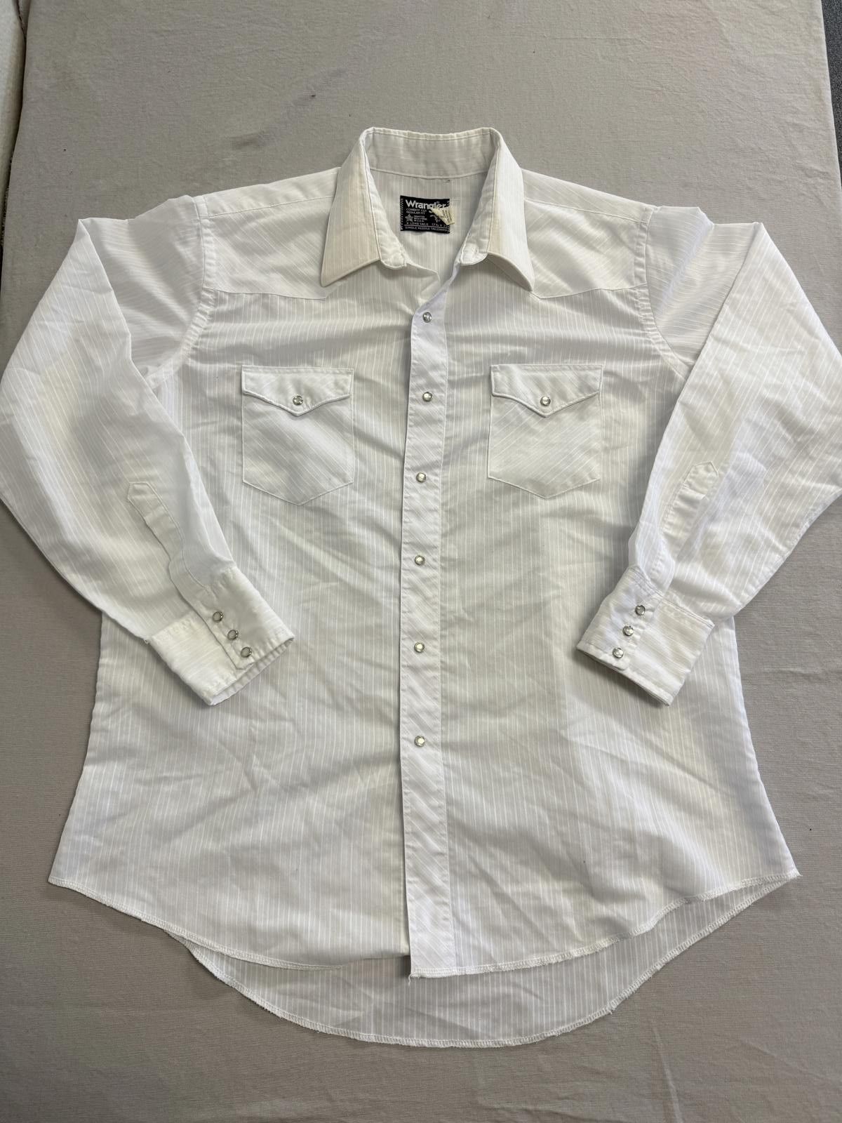 Wrangler Vintage Western LS Wrangler White Button Up Made in USA XL Size US XL / EU 56 / 4 - 1 Thumbnail