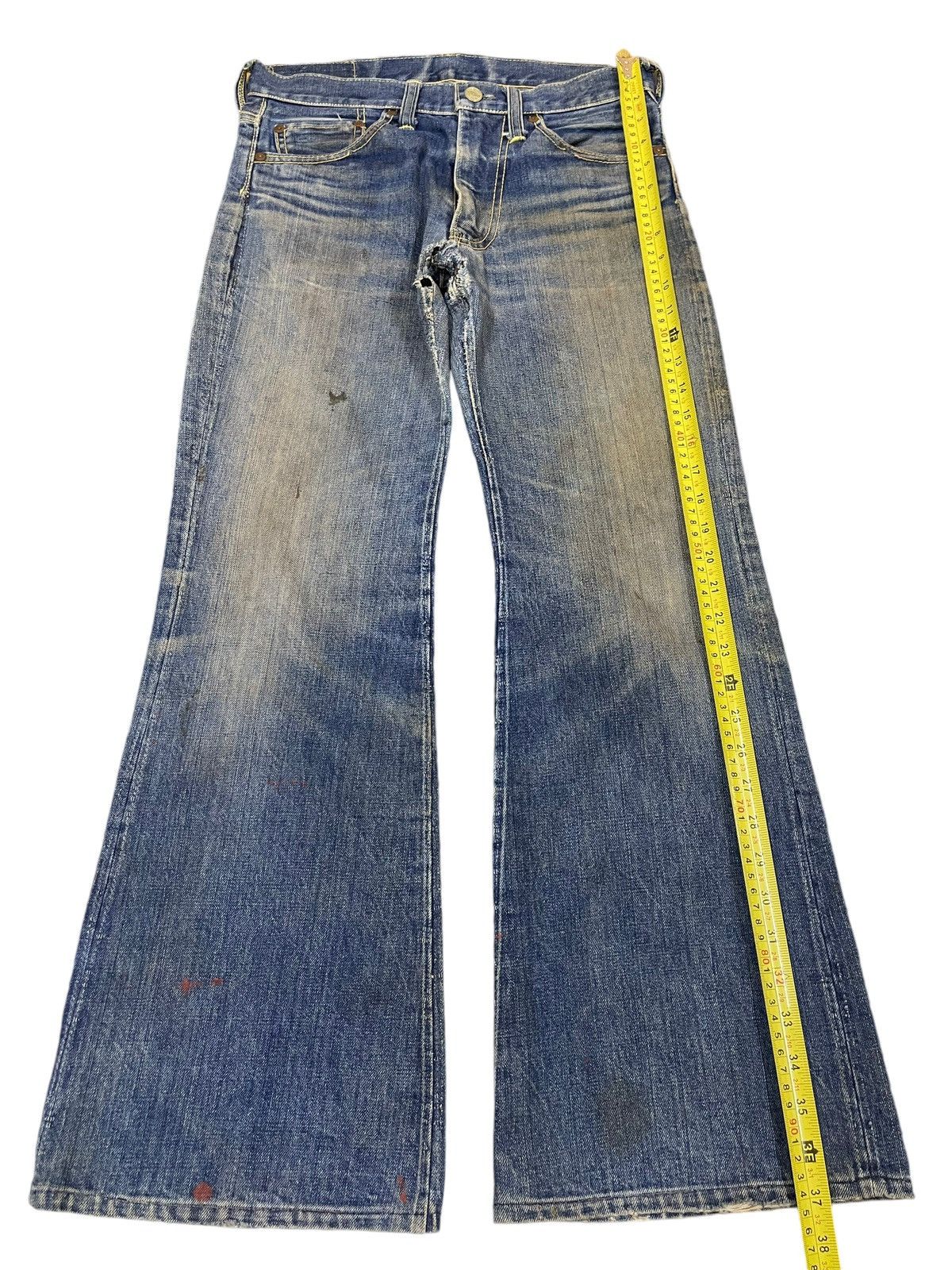 If Six Was Nine Vintage Japanese Brand Mud Wash Bell Bottom Flare Jeans Size US 29 - 13 Thumbnail