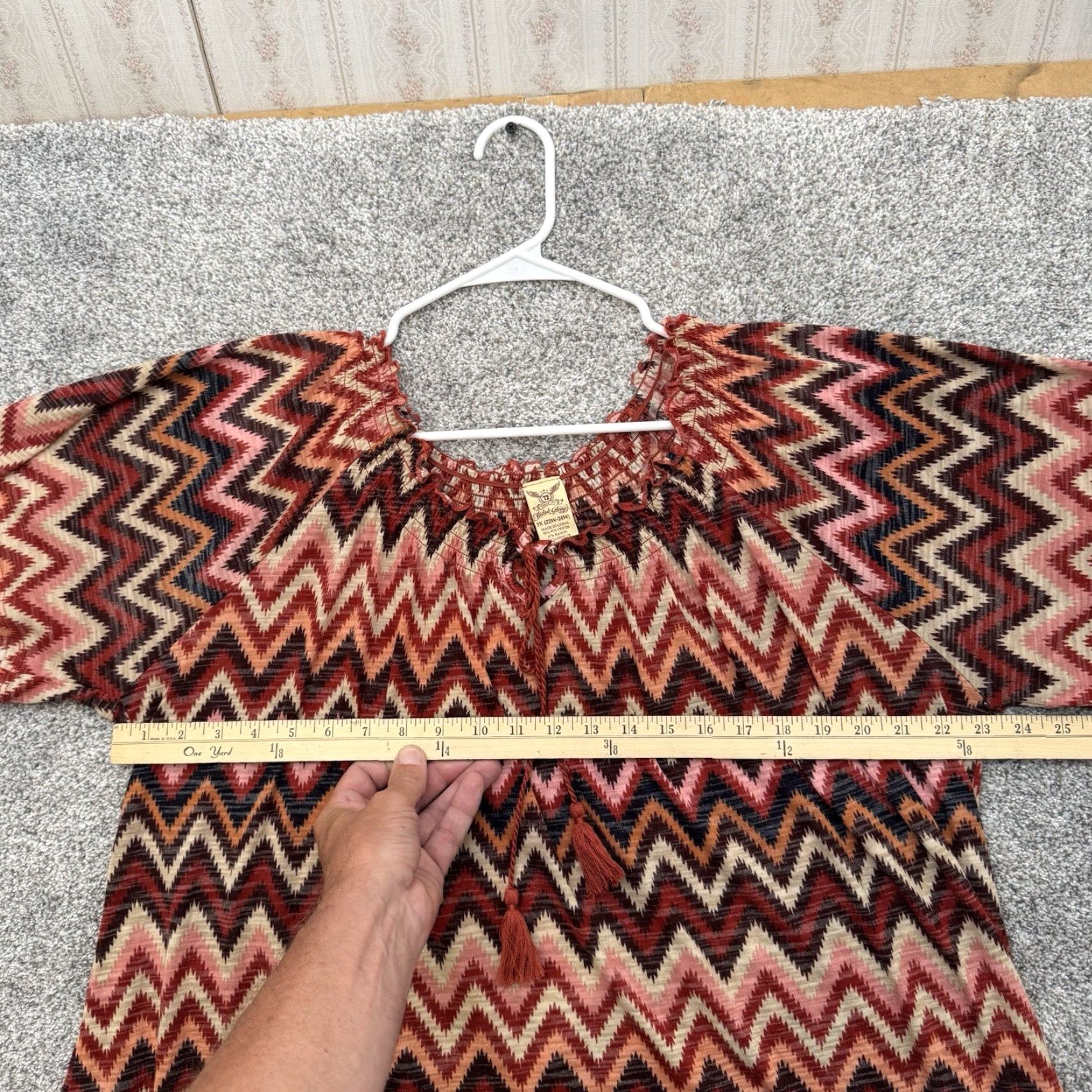 Faded Glory VINTAGE Faded Glory Blouse Plus 3X Retro 70s Chevron Stripe Southwestern Groovy Boho Hippie Womens Size XXL / US 16-18 / IT 52-54 - 3 Thumbnail