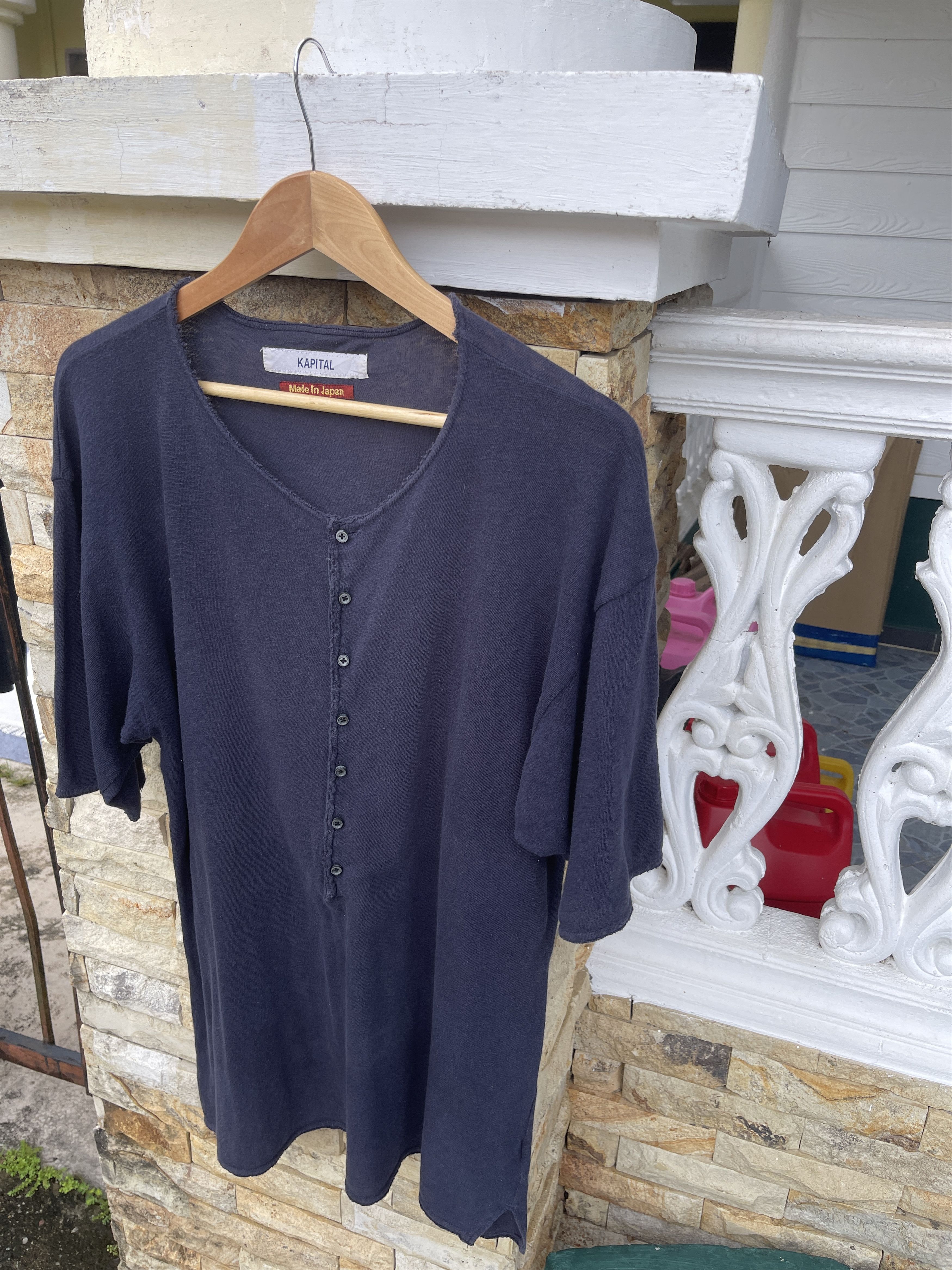 Kapital Last Drop🔥Rare🔥Vintage KAPITAL Henley T-Shirt Size US L / EU 52-54 / 3 - 5 Thumbnail