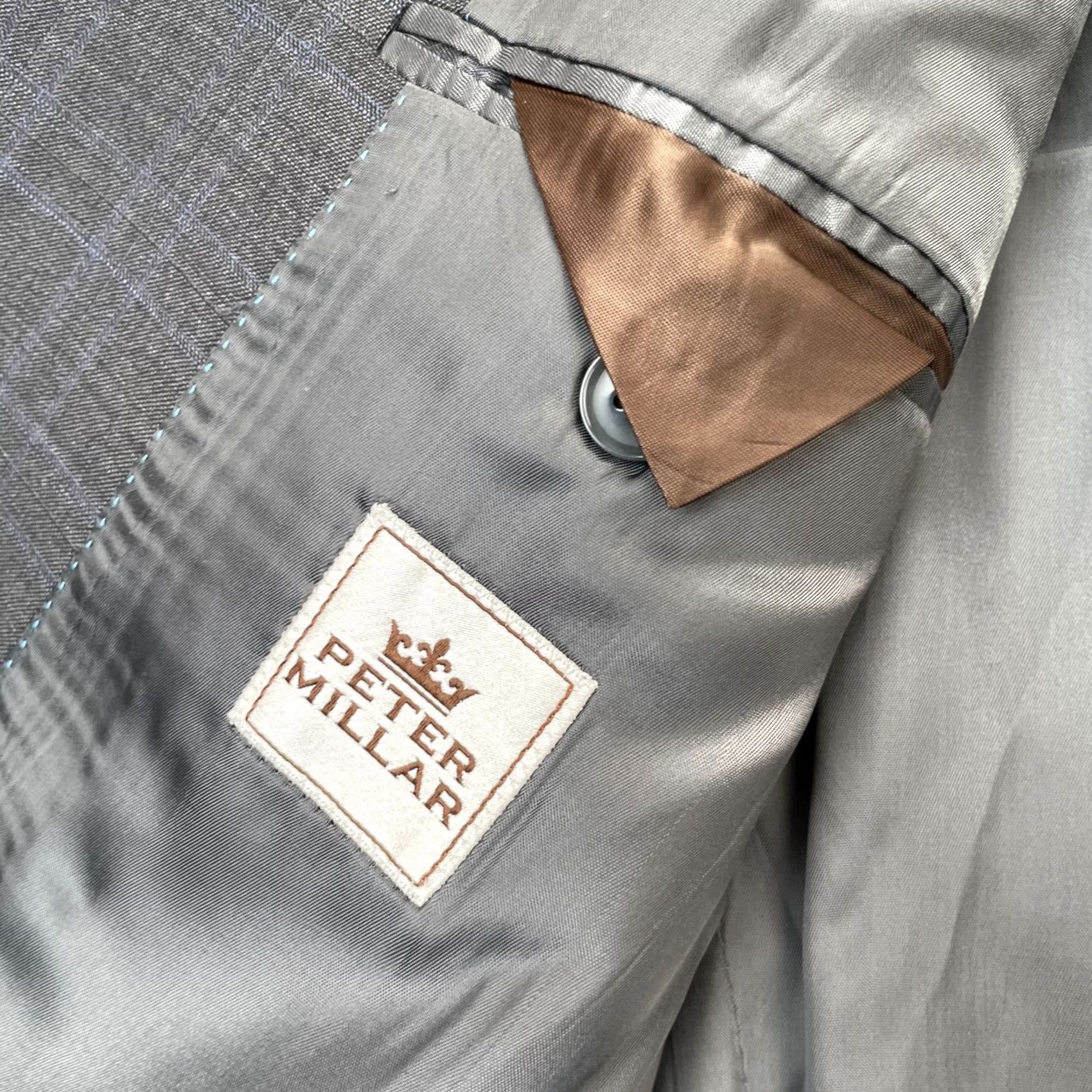 Peter Millar Peter Millar Gray Pinstripe Wool Blazer Coat Jacket Mens 44 Tall Single Breasted Size 44R - 4 Thumbnail