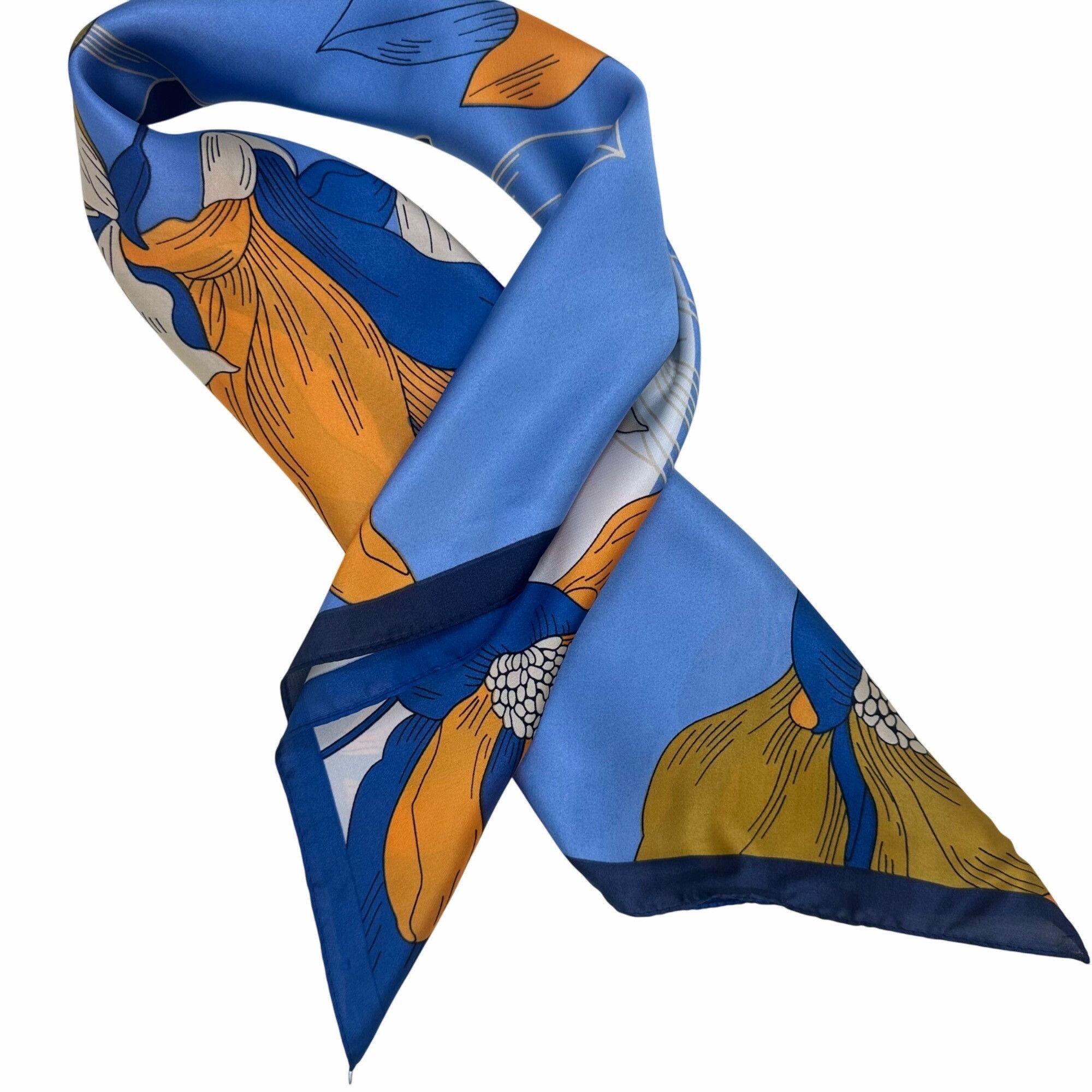 Other New Elegant Bandana Floral Square Scarf Vintage BLUE and ORA Size ONE SIZE - 3 Thumbnail
