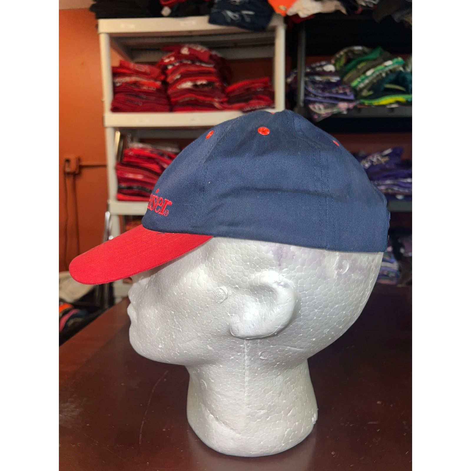 Budweiser Vintage Budweiser Snapback Blue Red Logo Hat Cap Headwear Size ONE SIZE - 4 Thumbnail