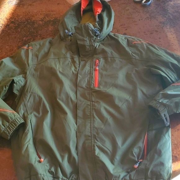 Vintage Lands' End Cinchable Hooded Army Green/Orange Zip Pockets Sz Size US M / EU 48-50 / 2 - 11 Thumbnail