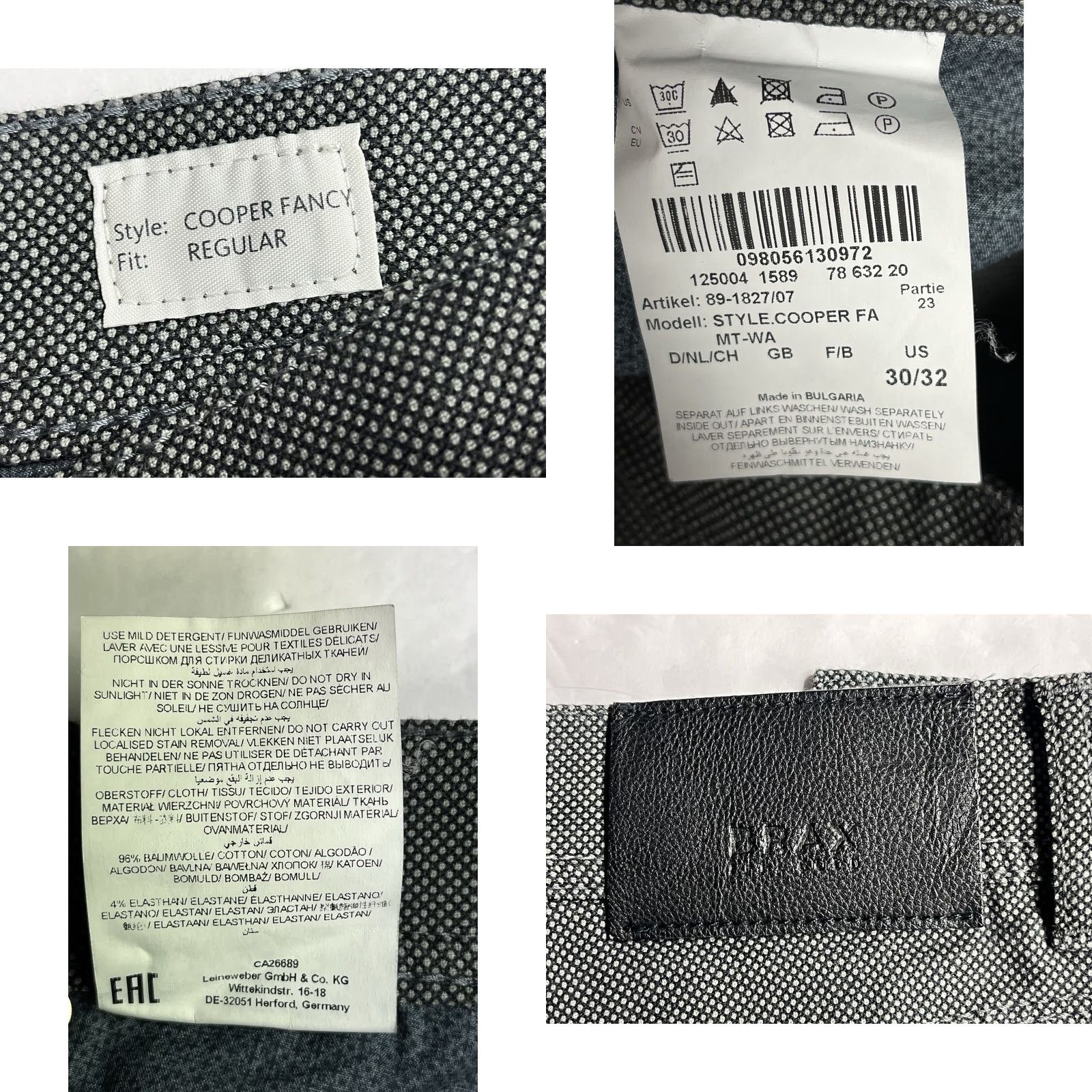 BRAX Brax Cooper Fancy Regular Pants Men Size 30 x 32 Gray Black Slim Button Pockets Knit Cotton Blend Straight Leg Chino Casual Travel Size US 30 / EU 46 - 8 Thumbnail