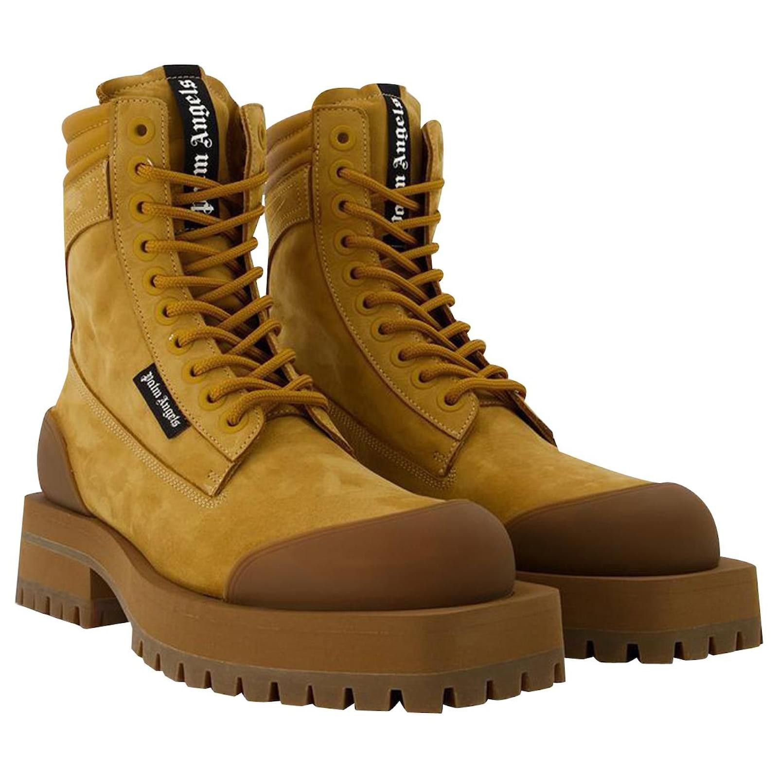 Palm Angels o1y0325 Logo Ankle Boots in Brown Size US 10 / EU 43 - 2 Thumbnail