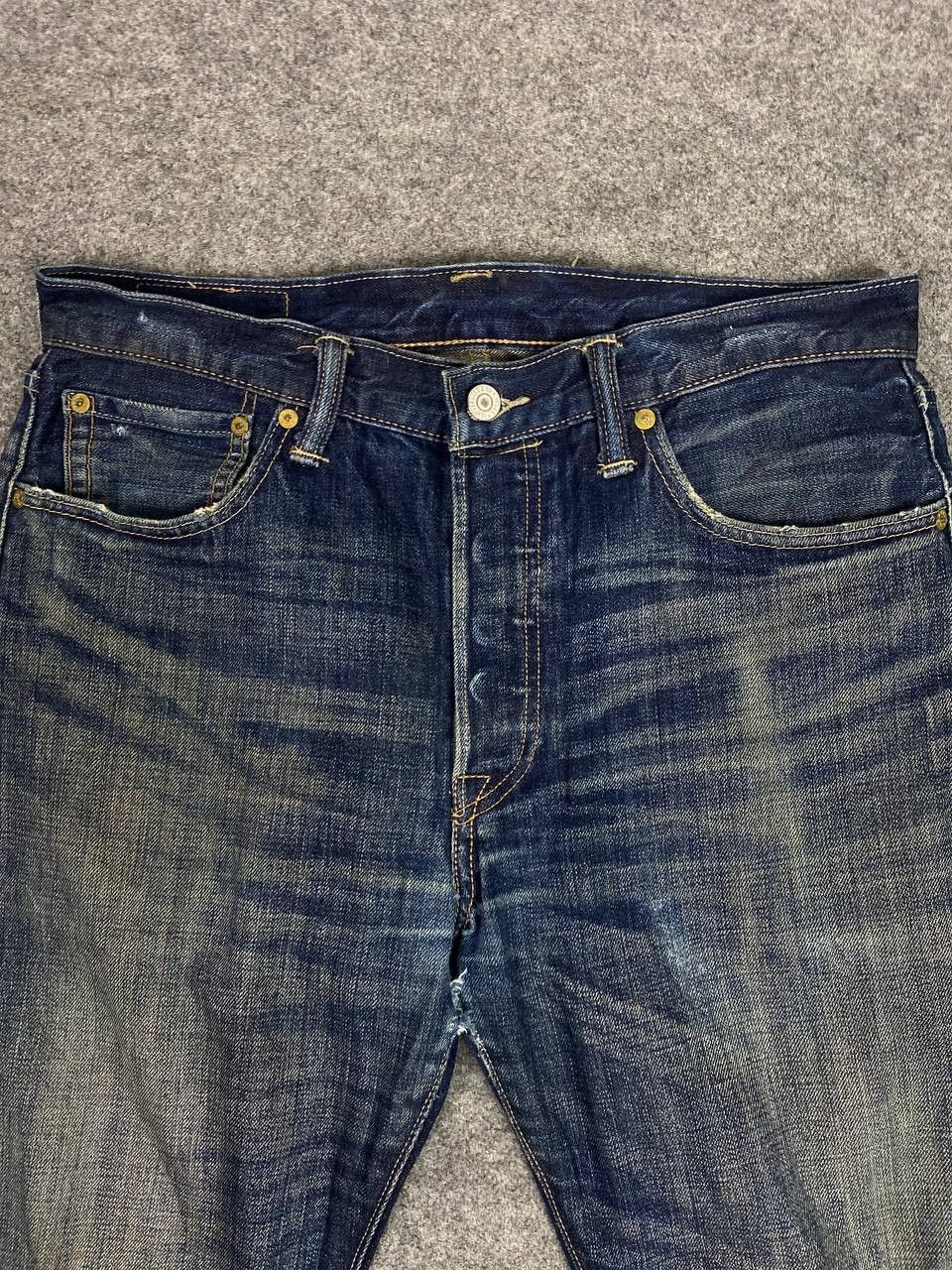 Levi's levis 501 dark wash button fly distressed denim Size US 34 / EU 50 - 8 Thumbnail