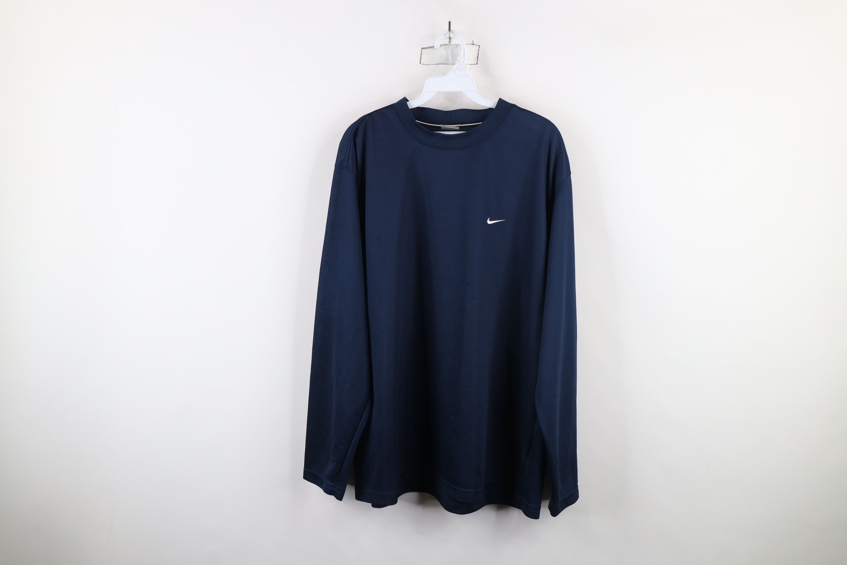 Nike × Vintage Vintage Y2K Nike Mini Swoosh Knit Long Sleeve T-Shirt Blue Size US XL / EU 56 / 4 - 1 Thumbnail
