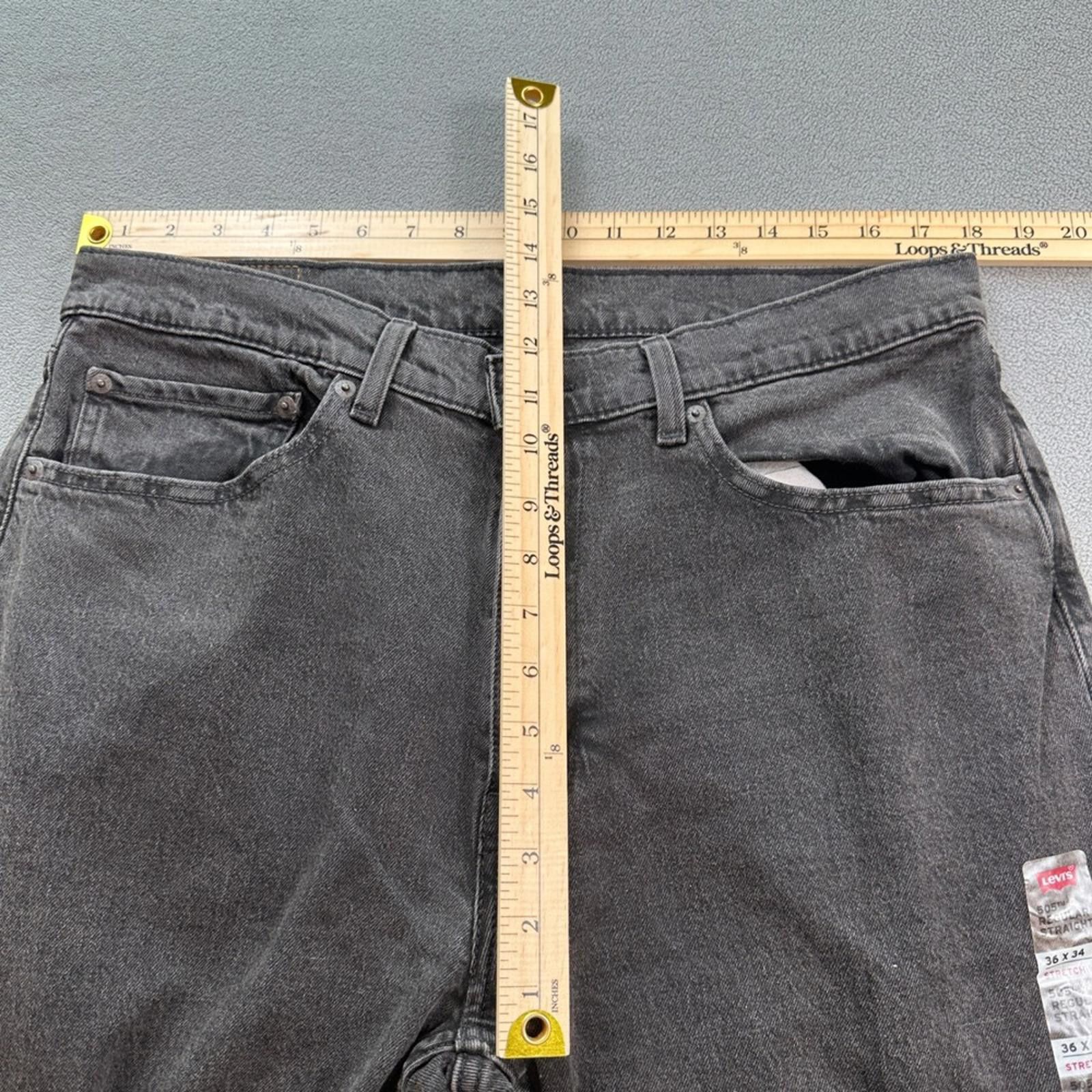 Levi's Levis 505 Mens Jeans 36x34 Grey Straight Leg Dark Rash High Size US 36 / EU 52 - 3 Thumbnail