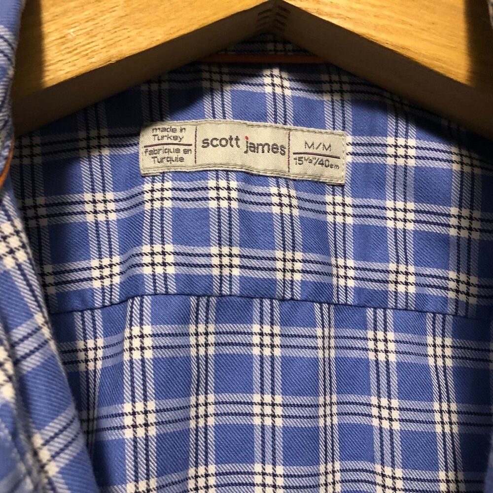 Scott James Scott James men's blue cotton casual shirt size: M Size US M / EU 48-50 / 2 - 4 Thumbnail