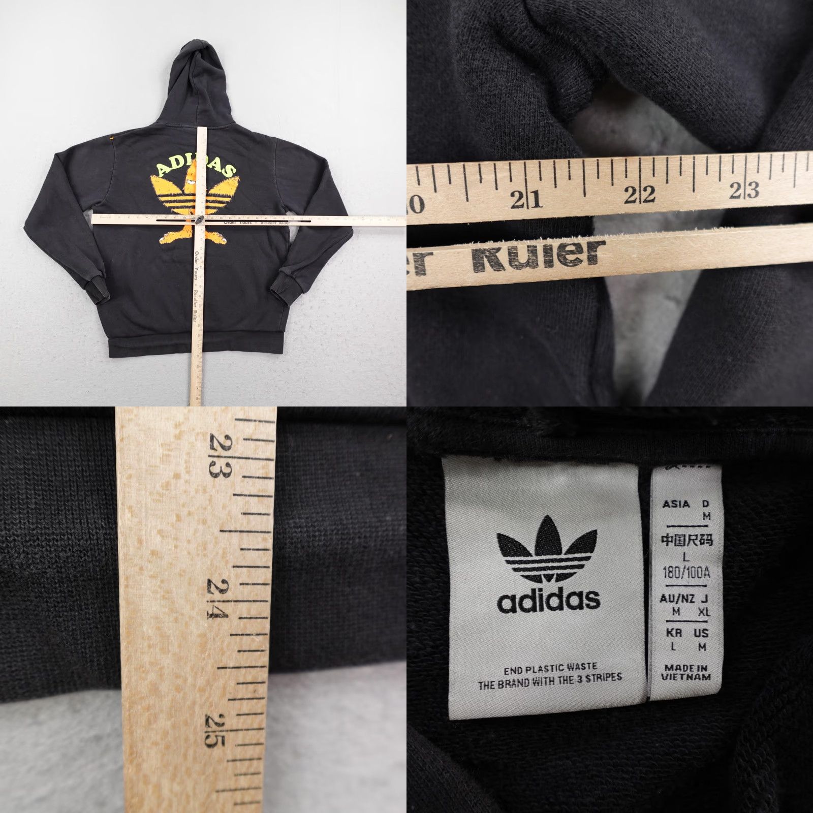Adidas VINTAGE? No. Adidas Hoodie Mens Medium Black Trefoil Monster Pullover Sweatshirt Sweater Size US M / EU 48-50 / 2 - 8 Thumbnail
