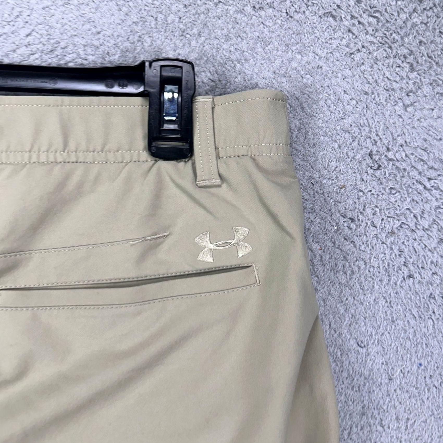 Under Armour Under Armour Hiking Pants Mens 34X32 Nylon Blend Stretch Flat Front Logo Brown Beige Outdoors Regular Fit Trousers Size US 34 / EU 50 - 6 Thumbnail