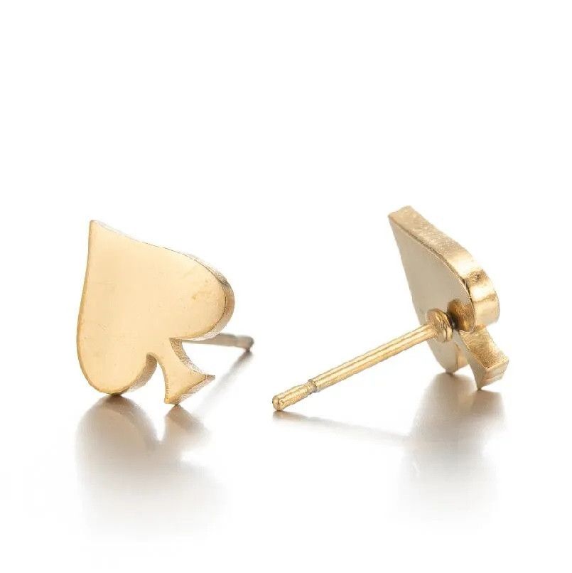 Jewelry Poker Spade Shaped Mini Stud Earrings Charm Earring Gift Size ONE SIZE - 1 Preview