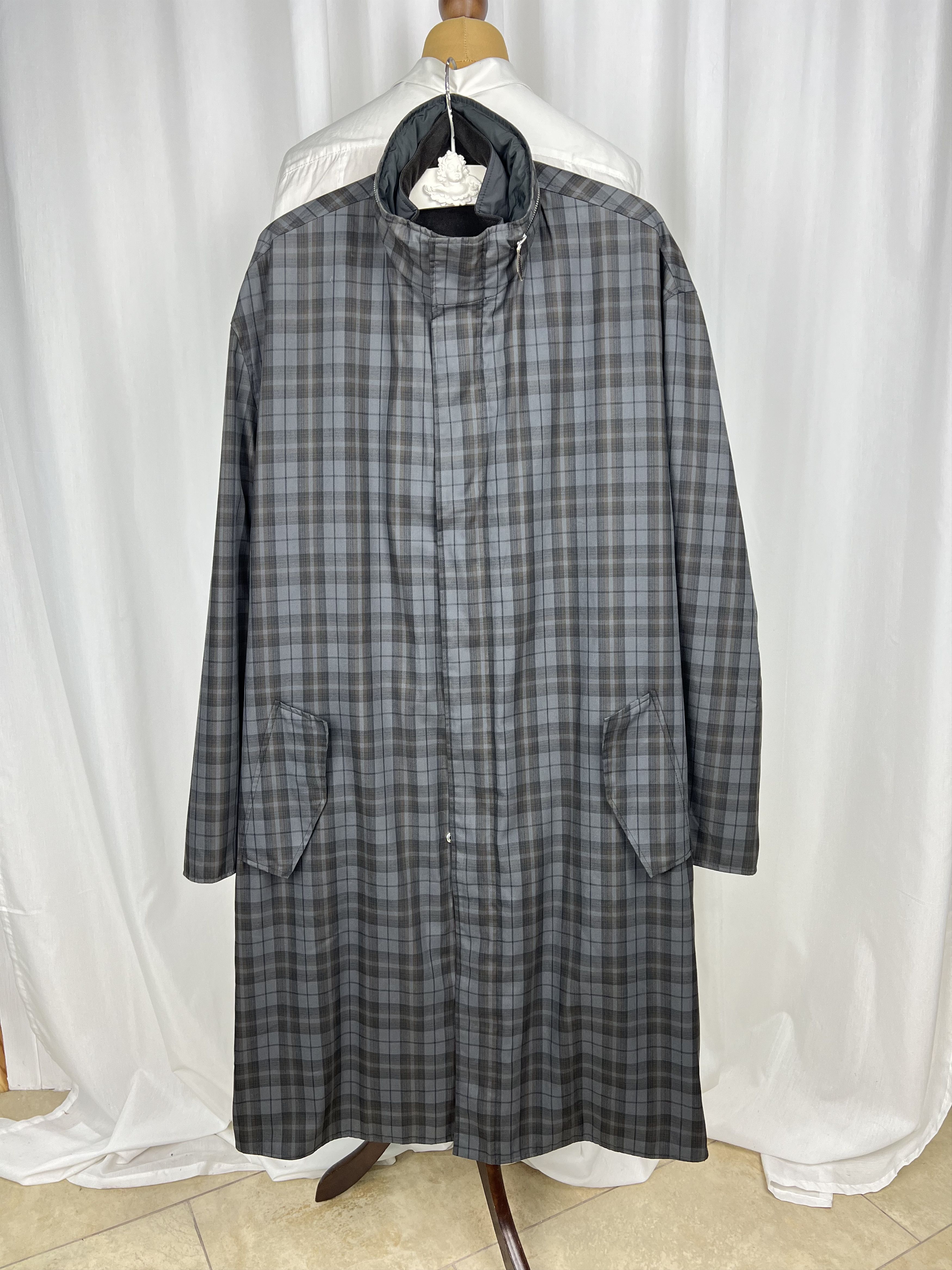 Hermes Plaid Waxed Cotton Removable Cashmere Lining Long Coat Size US L / EU 52-54 / 3 - 5 Thumbnail