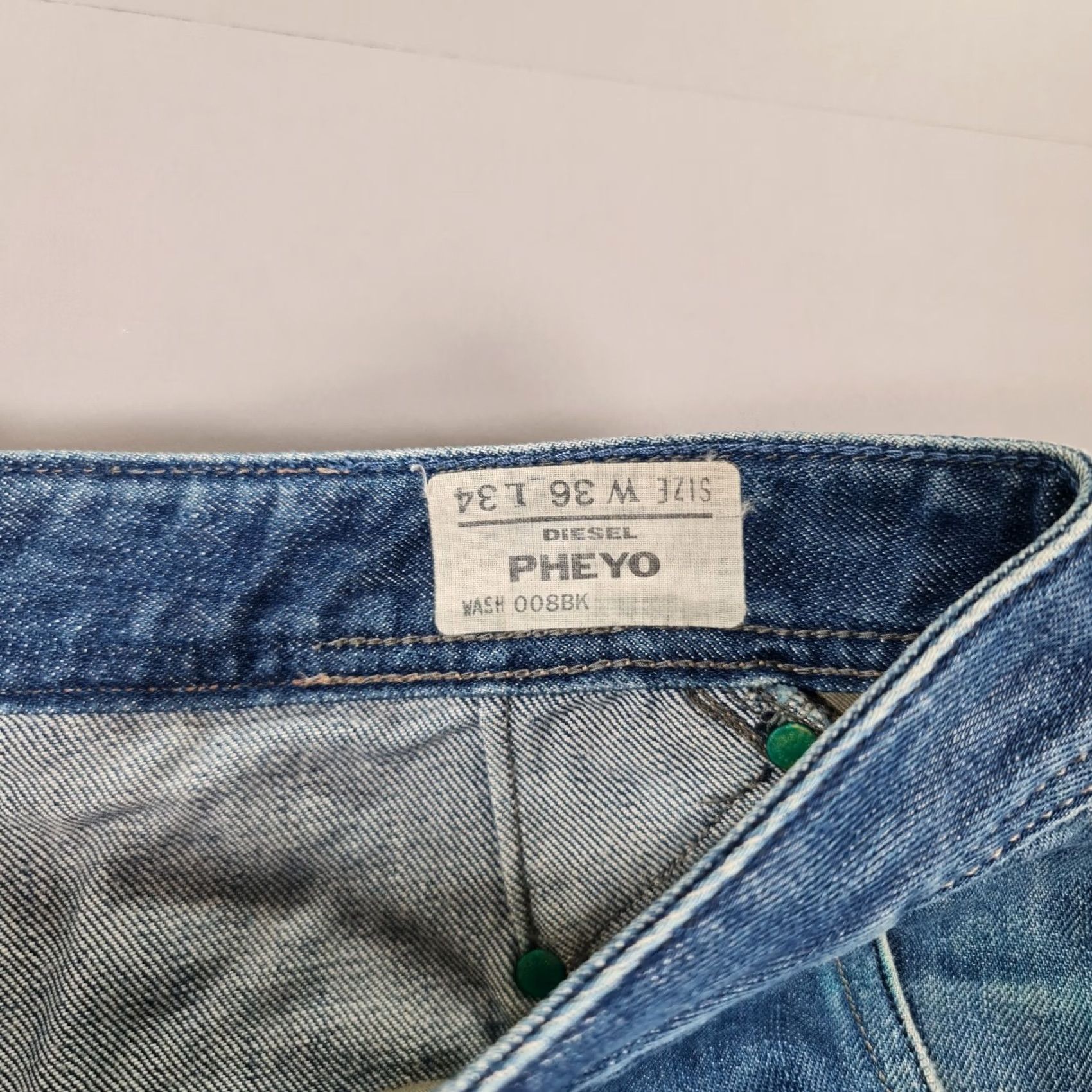 Diesel Diesel Jeans Mens W36 L32 Blue Cinch Back Straight Leg Button Fly 008BK Size US 36 / EU 52 - 6 Thumbnail