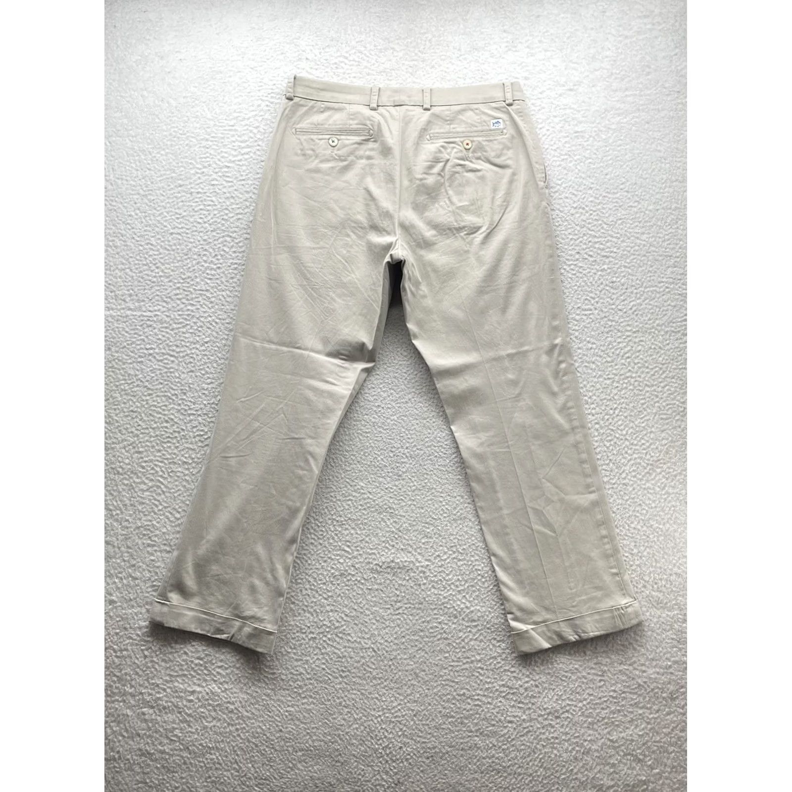 Southern Tide Southern Tides Khakis Pants Mens 35x30 Beige Solid Flat Front Zip Button Twill Casual Dress Pants Size US 35 - 6 Thumbnail