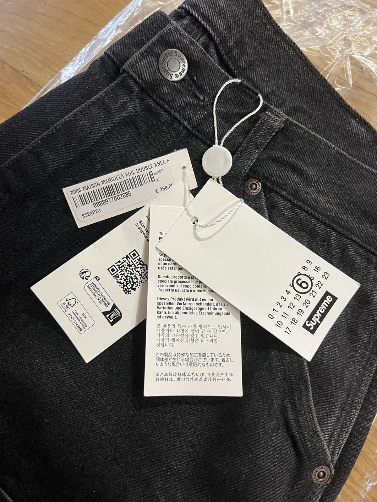 Supreme Supreme mm6 foil double knee pant ss24p23 black 30 size 