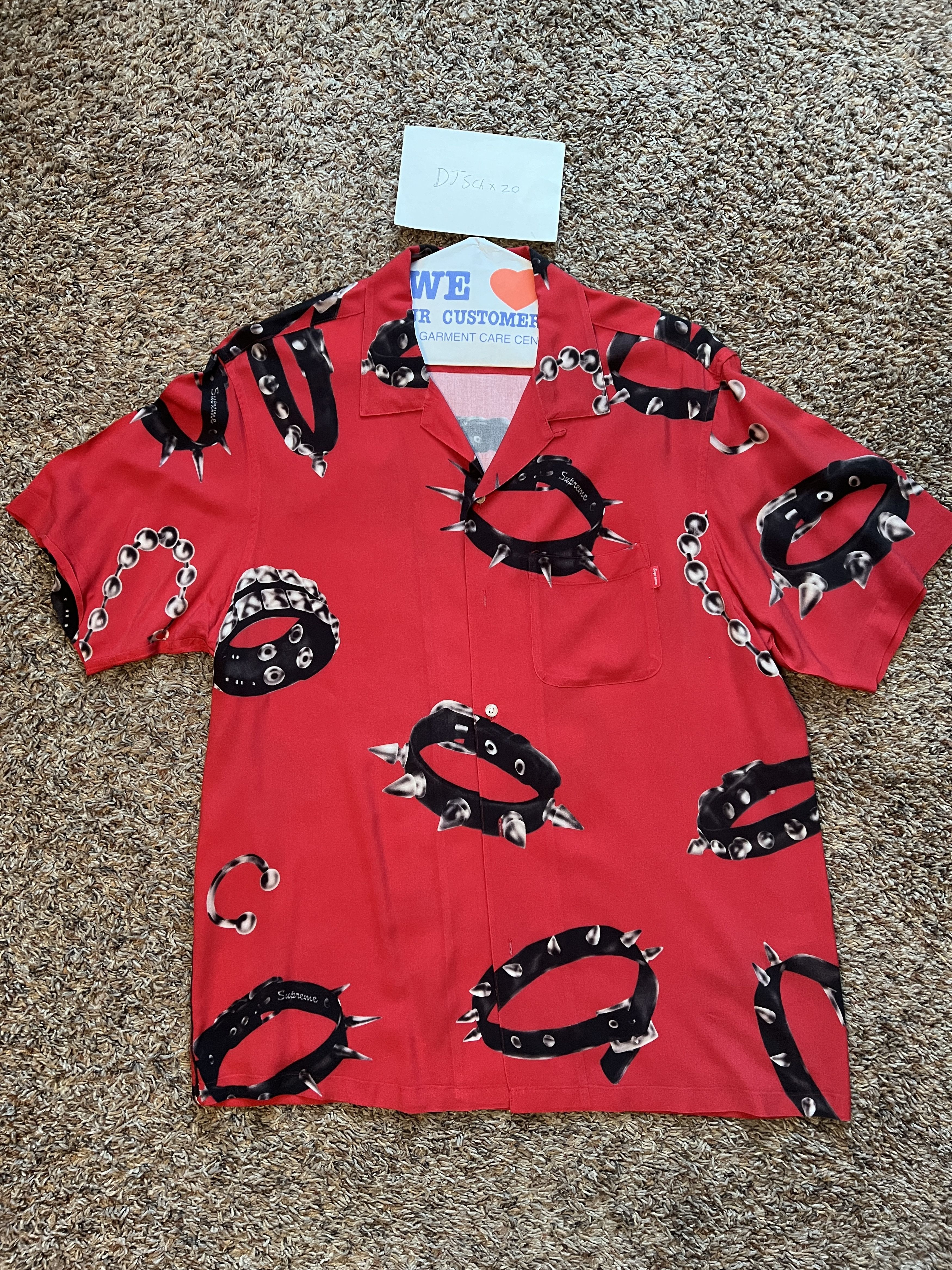 Supreme Supreme Studded Collars Rayon S/S Shirt in Red (FW20