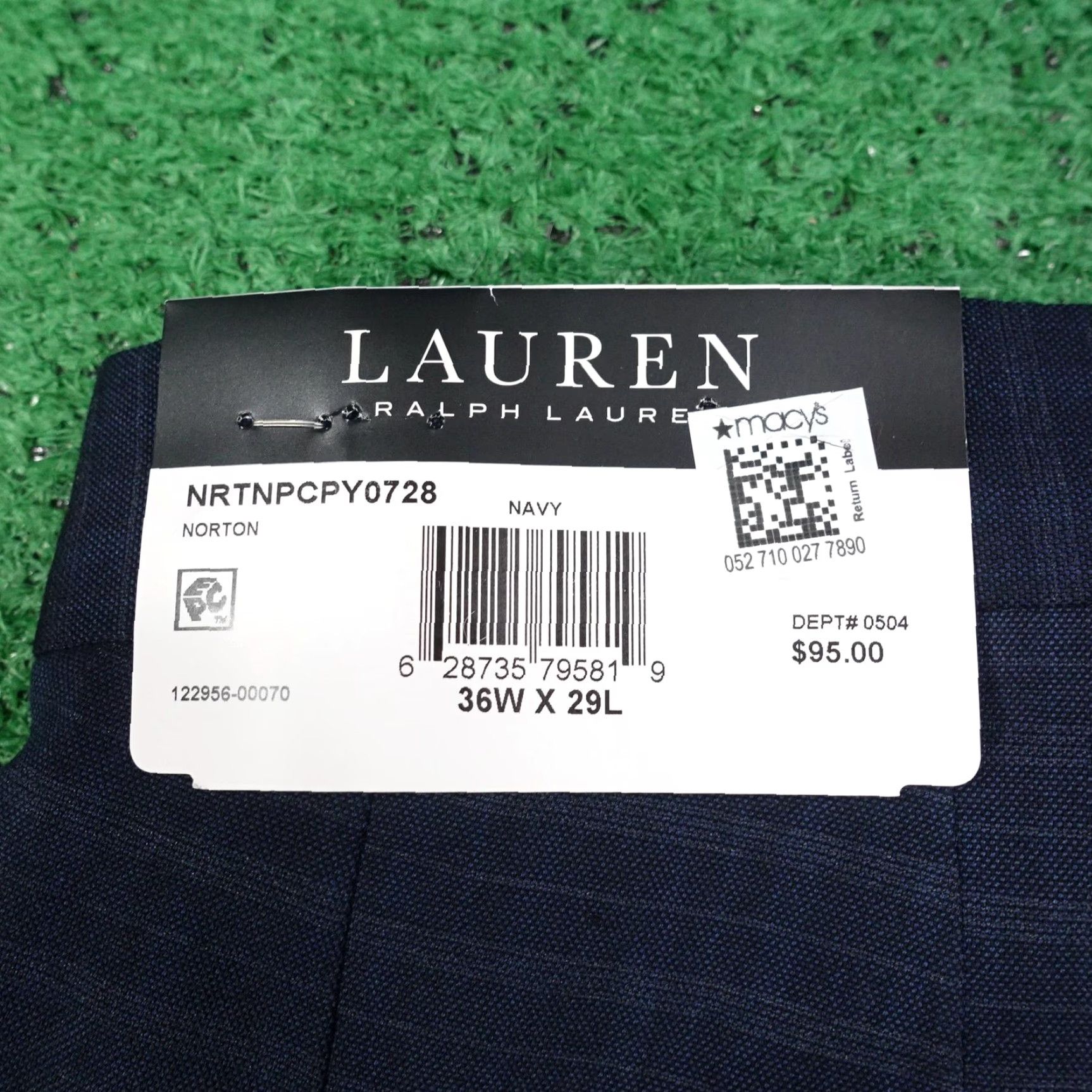 Ralph Lauren Lauren Ralph Lauren Pants Dress Ultraflex 36W 29L Navy Plaid Mens Classic Stretch Wrinkle-Resistant Front Zip Flat Front Business Formal Trousers Size 36R - 6 Thumbnail