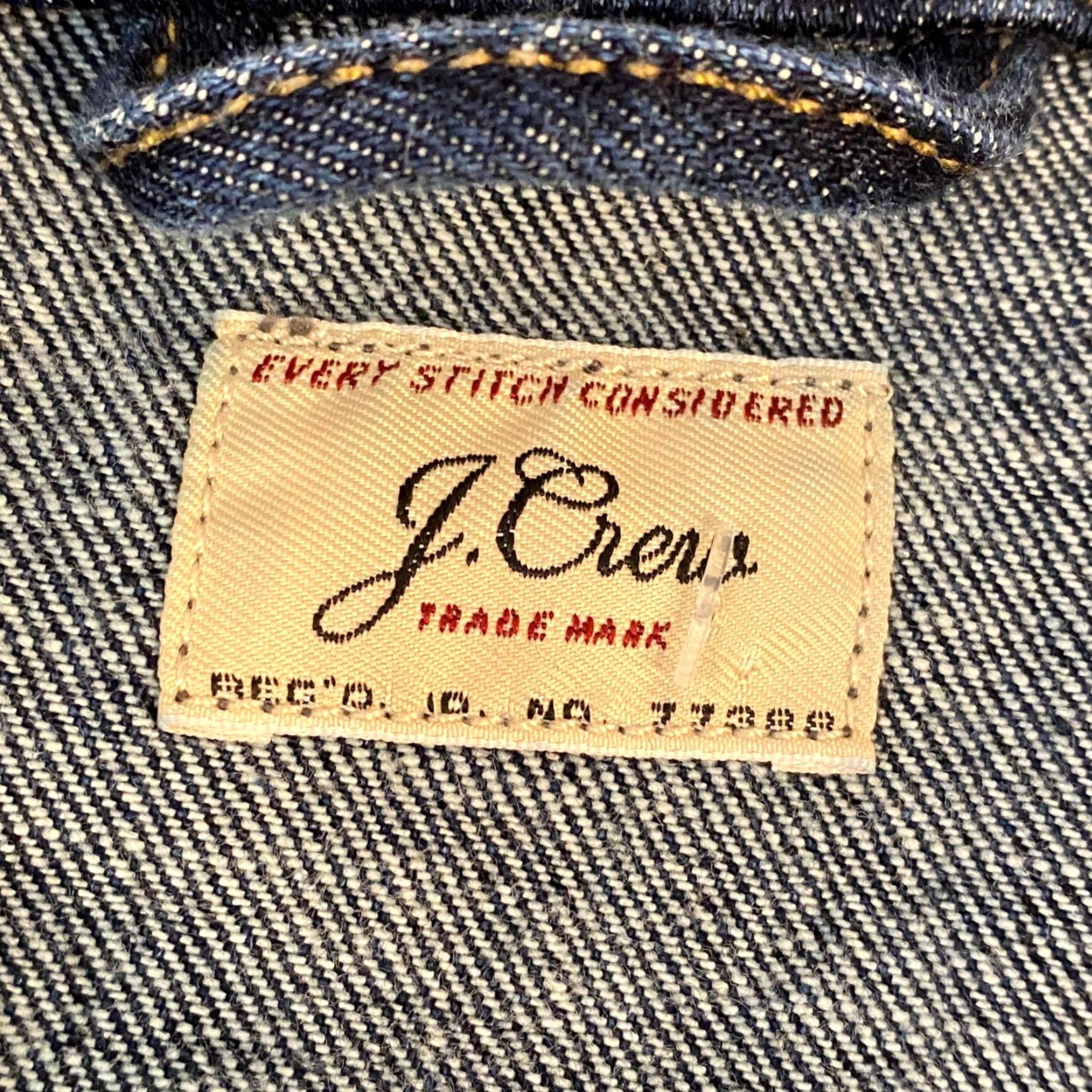 Denime J Crew Jacket Denim Trucker Mens Dark Wash Button-Down Short Length Blue Regular Size S | Casual Size US 29 - 3 Thumbnail