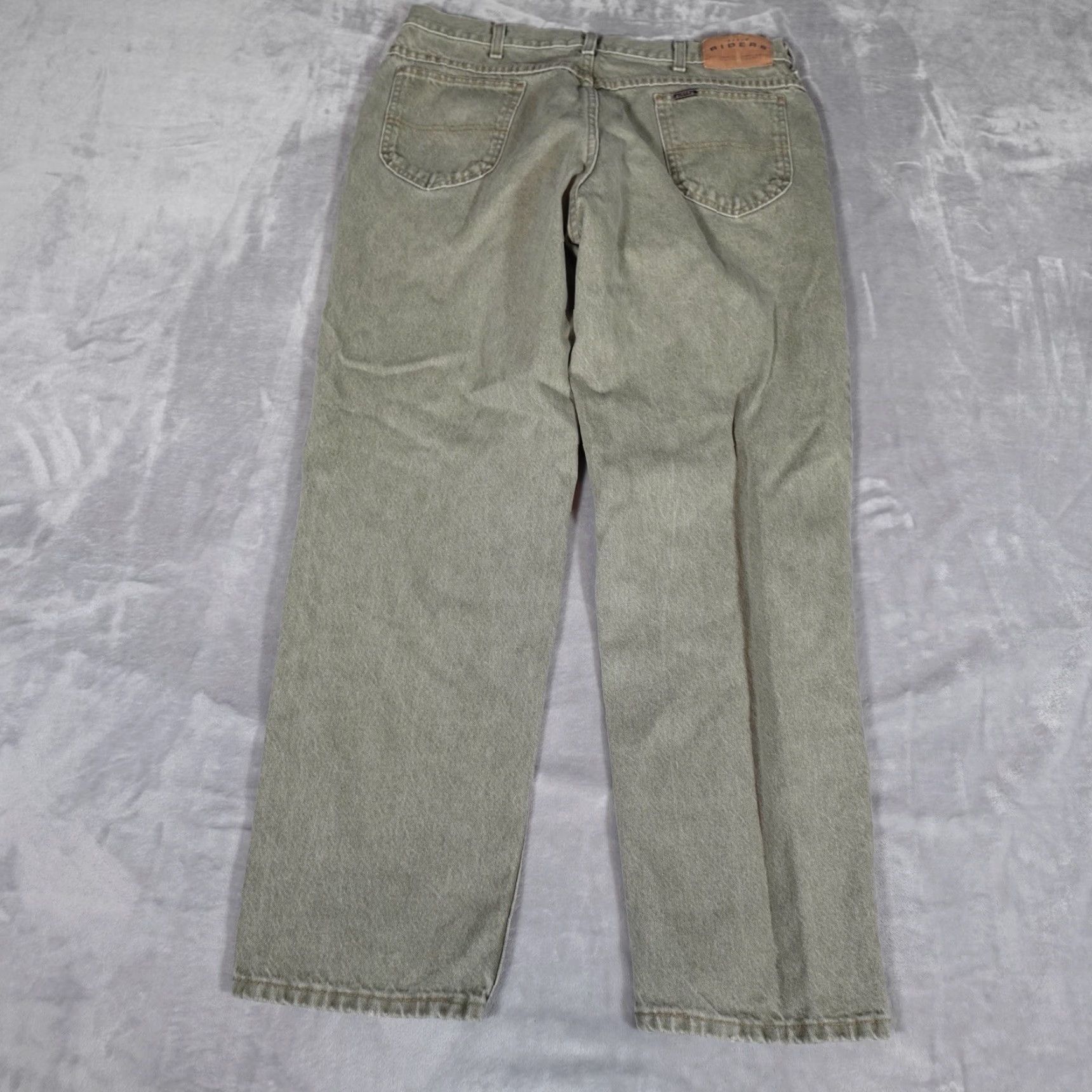 Denime VINTAGE Denim Riders Jeans Mens 35x30 Green Made In USA Regular Fit Cotton Size US 35 - 2 Thumbnail